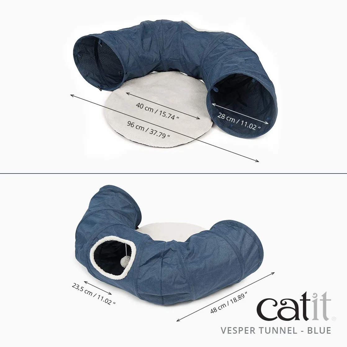 Catit Vesper Tunel z łóżkiem dla kota niebieski 68x97x28 cm