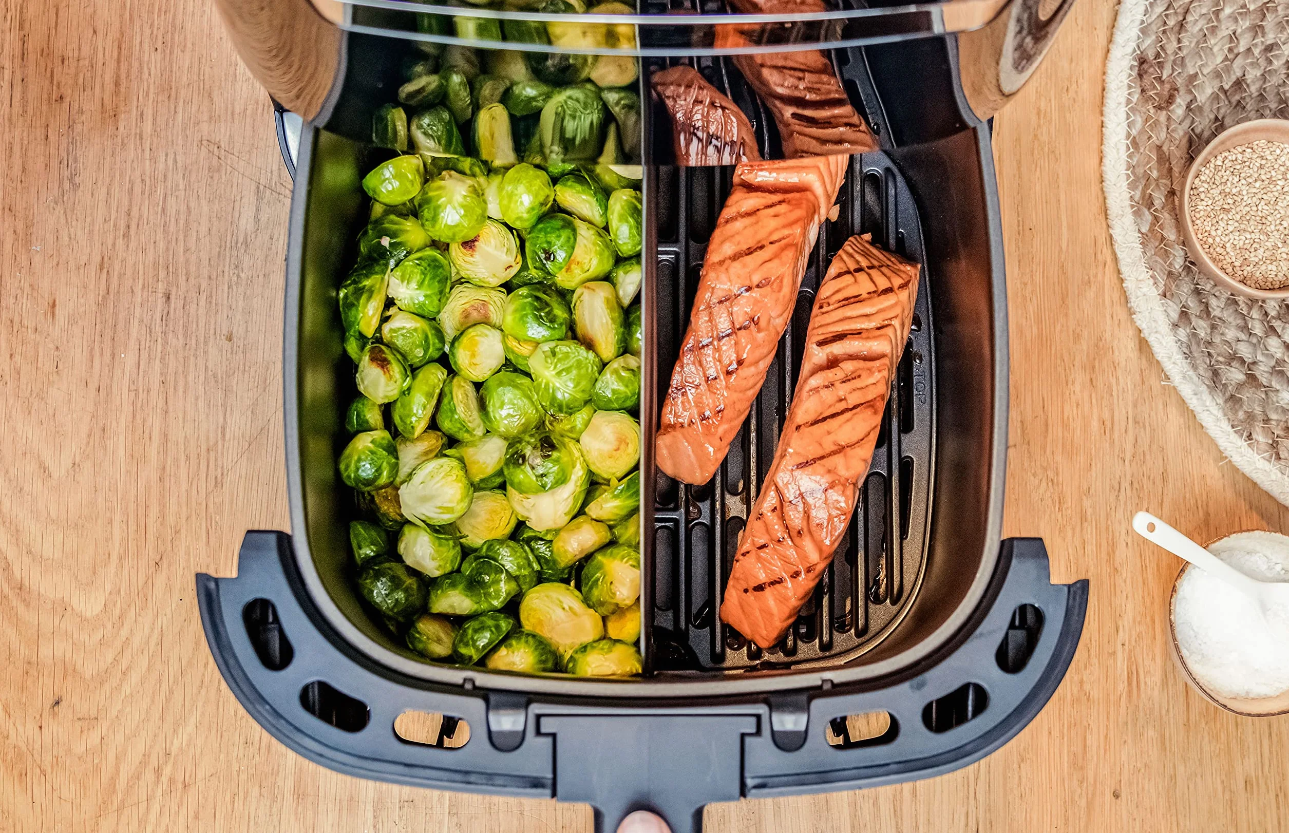 TEFAL EY8018 Easy Fry&Grill XXL Frytkownica beztłuszczowa/ grill 2w1, 6,5l pojemności, wkładka flexcook 2 dania jednocześnie, smażenie bez oleju, 70% oszczędności energii, 8 programów, 8 osób, czarna
