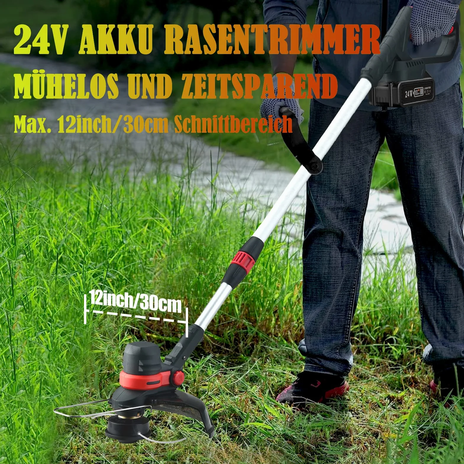 Podkaszarka do trawy z akumulatorem i szczotką do chwastów do akumulatorów Makita (2 x 4,0 Ah, bezszczotkowa, szerokość cięcia 30 cm) 160 cm, teleskopowa podkaszarka 4 w 1