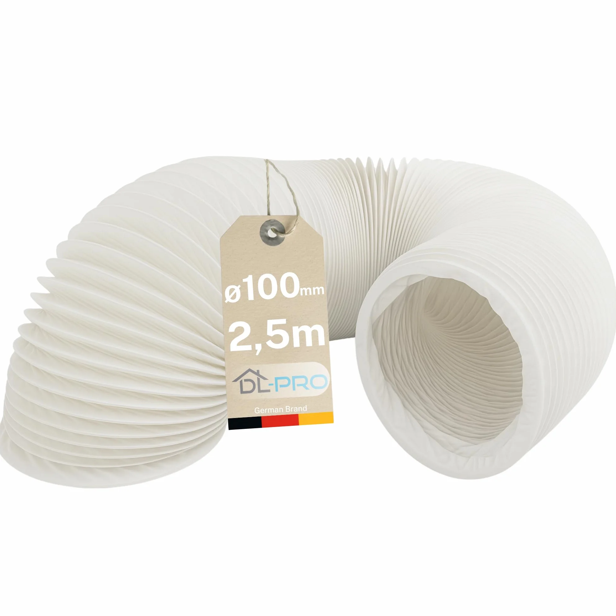 DL-pro 2,5 m Elastyczna rura wylotu powietrza Ø 100 / 102 mm do klimatyzacji, suszarki do ubrań i okapu kuchennego