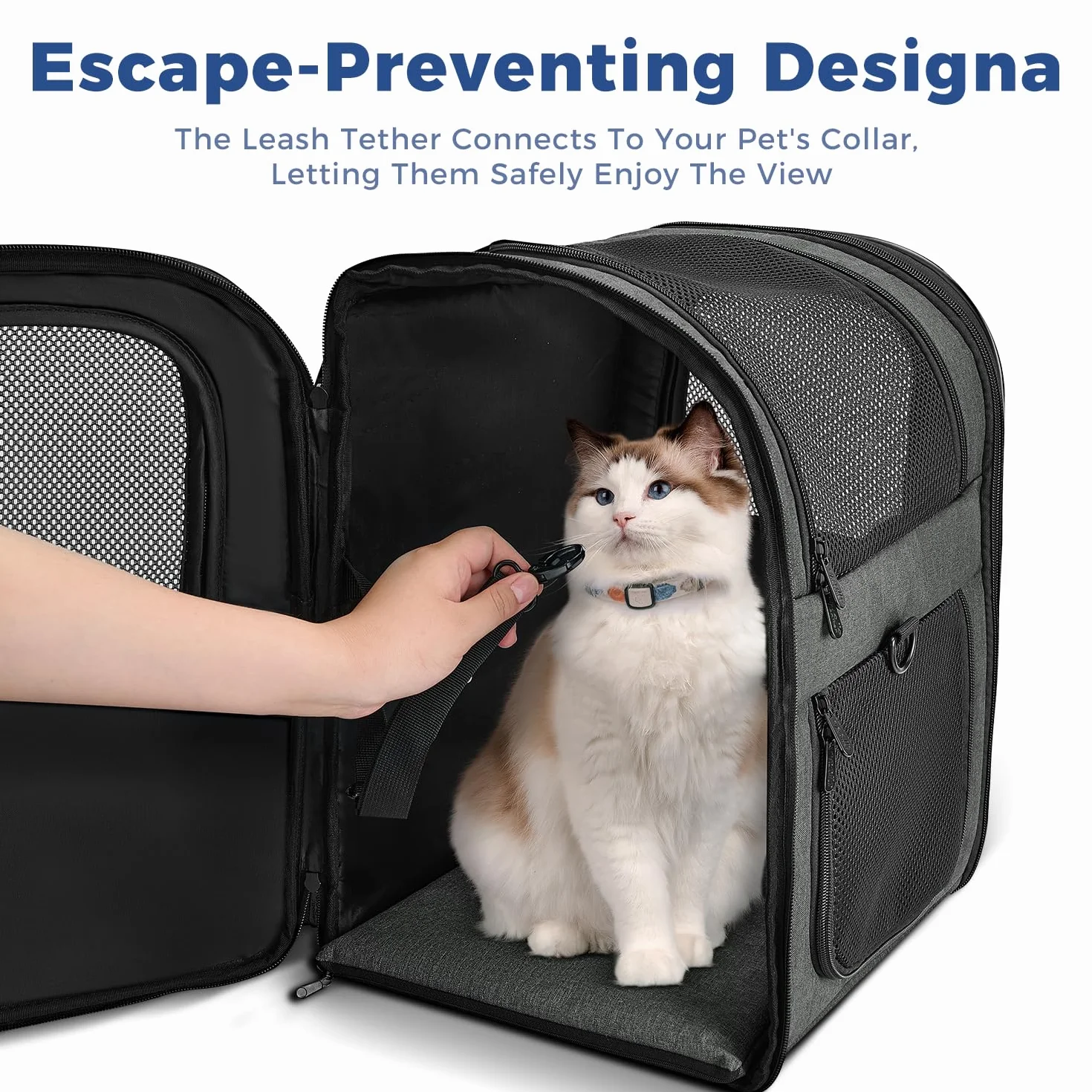 Apollo Walker Cat Carrier Dog Carrier Oddychający Siatkowy Transporter dla Zwierząt 2-15 kg Szary