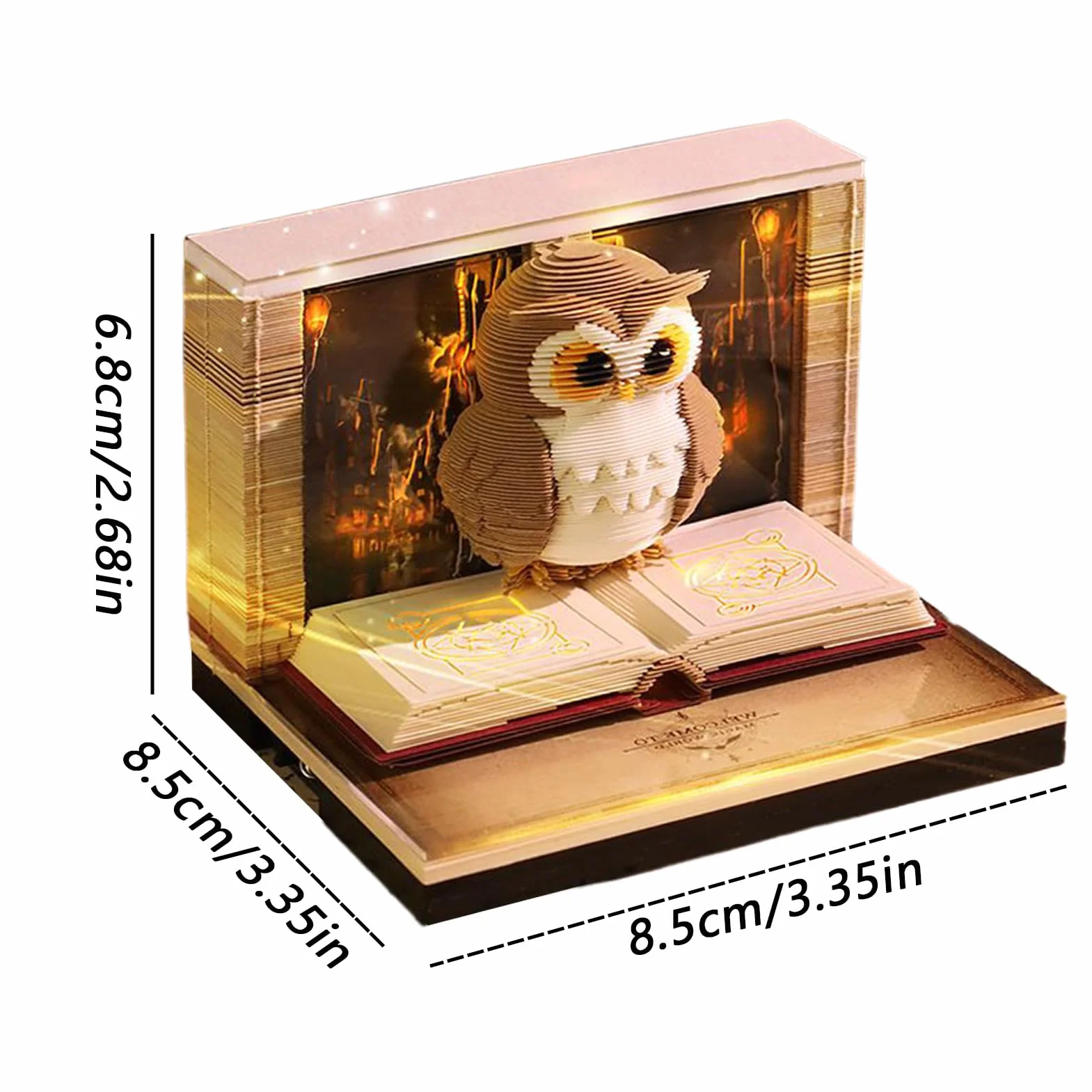 Notatnik 3D, kalendarz 2026, kalendarz 3D, papier, rze?bienie, sztuka, notatnik, w kszta?cie sowy Bo?e Narodzenie, parapetówk?, ?wi?to Dzi?kczynienia, biura, dekoracja biurka