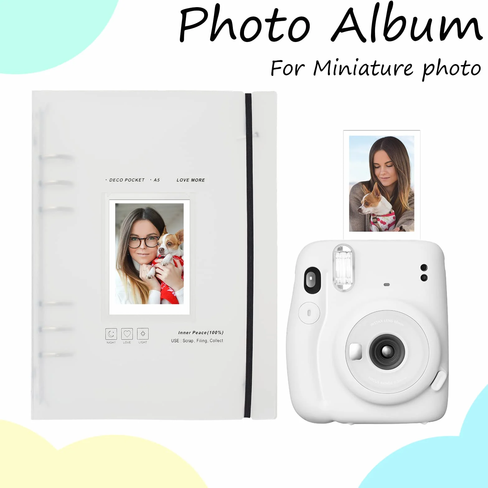 Album fotograficzny z kartami, Kpop, 25 koszulek, 200 kieszeni, 10,2 cm, do uzupełnienia, format A5, 6 pierścieni, segregator, scrapbooking, koszulki na karty, wodoodporny, biały