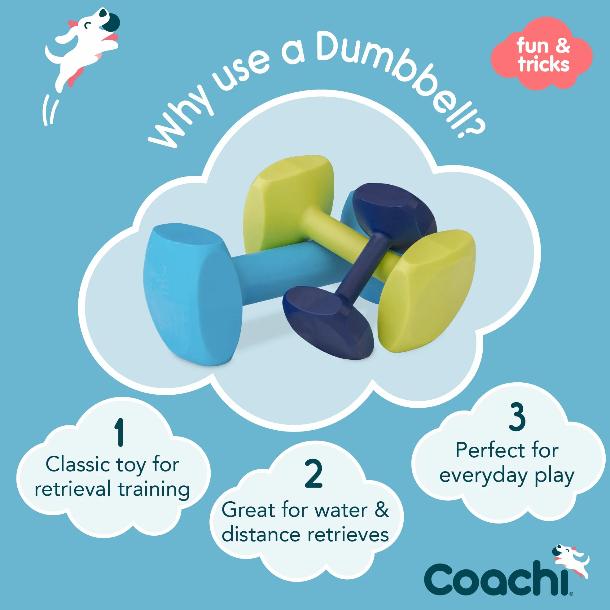 Coachi Training Dumbbell, Long Distance Throwing, Classic Retrieval Toy, Gundog Puppy Training, Super Tough, Medium Dogs
