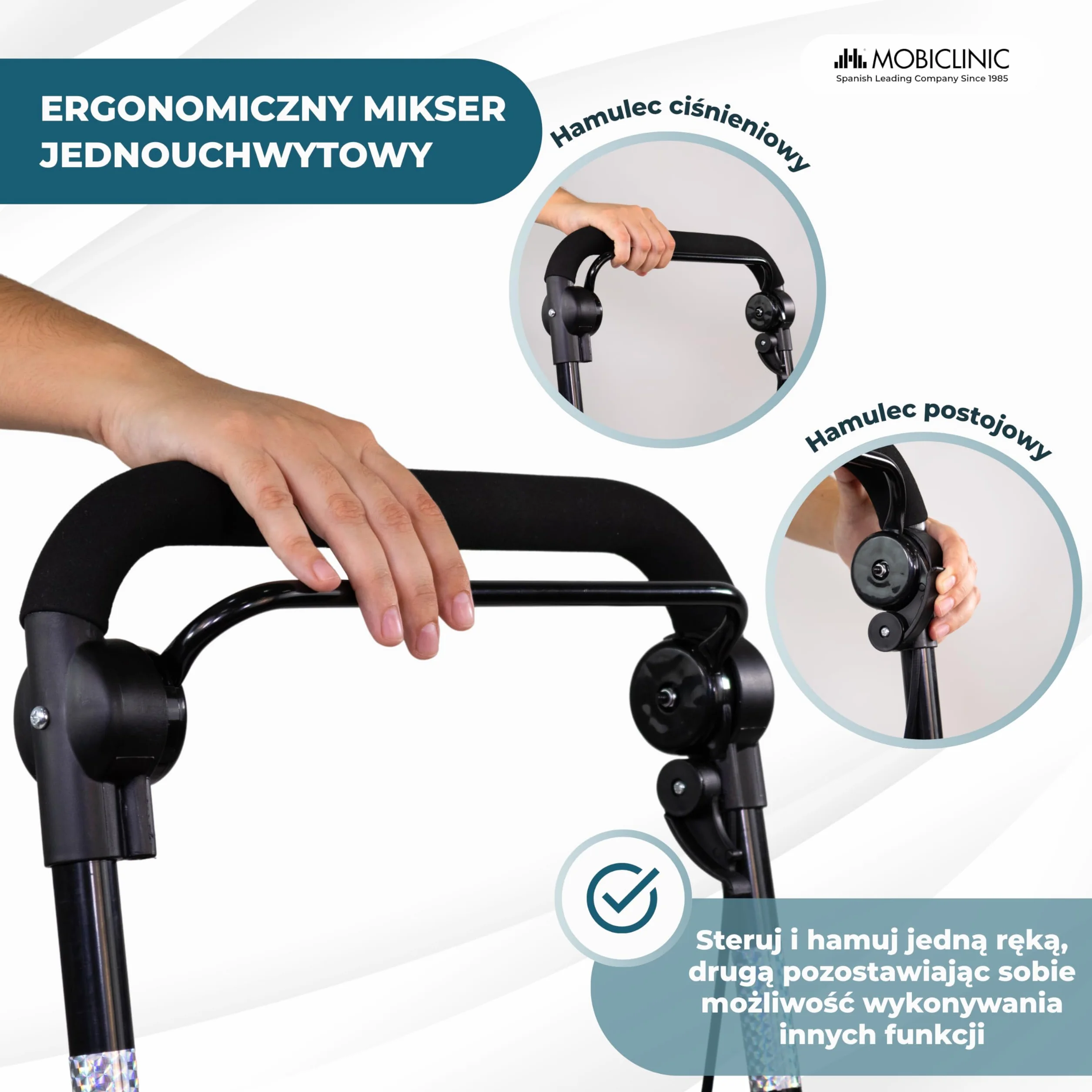 Mobiclinic®, Wózek Spacerowy Składany, Wózek na Zakupy z Siedziskiem, 21 L, Chodzik, Pojedyncza Dźwignia, Stal, Duży Kosz, Oparcie i Wyściółka, System Hamowania, Koła 360º, Coliseo