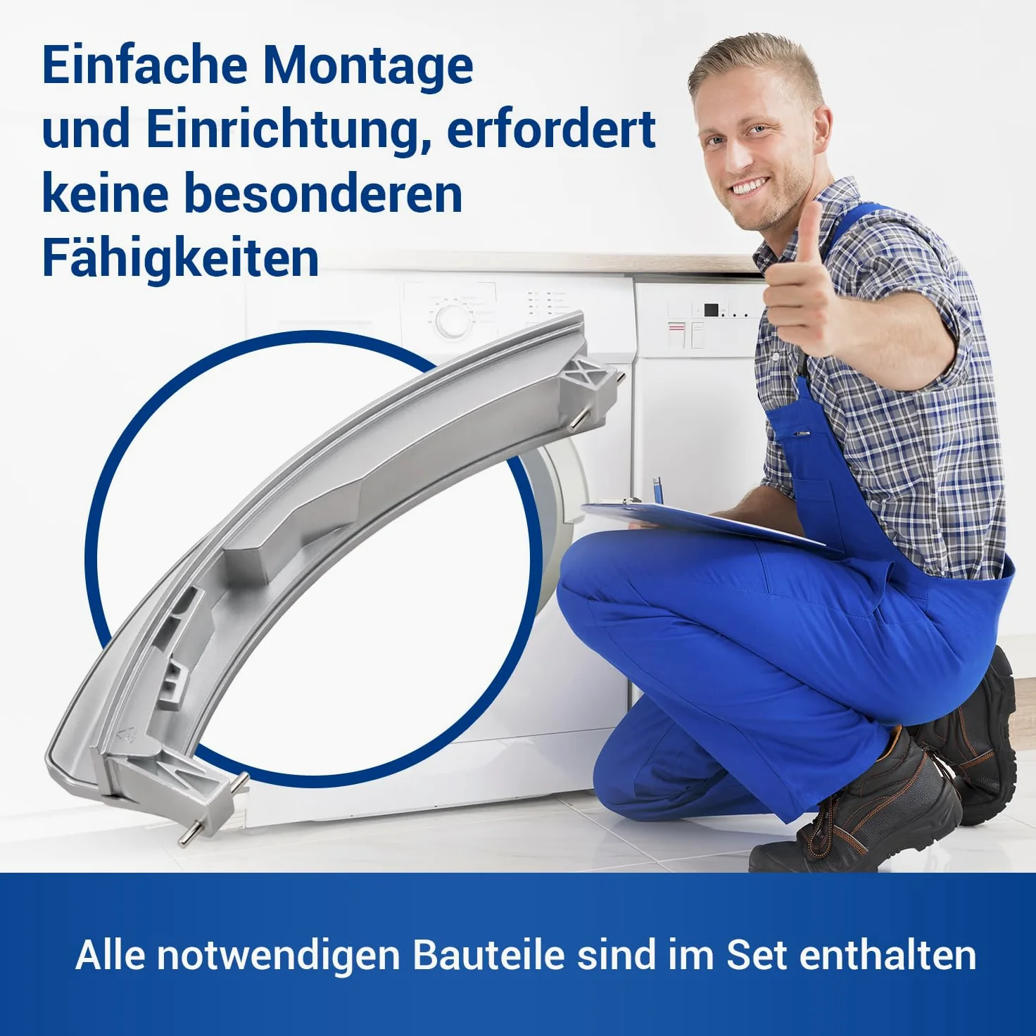 VIOKS Klamka drzwiowa srebrna z osiami zamiennik do 00648581 & 00751783 - Siemens Constructa Bosch uchwyt do pralki i suszarki uchwyt drzwi tworzywo sztuczne