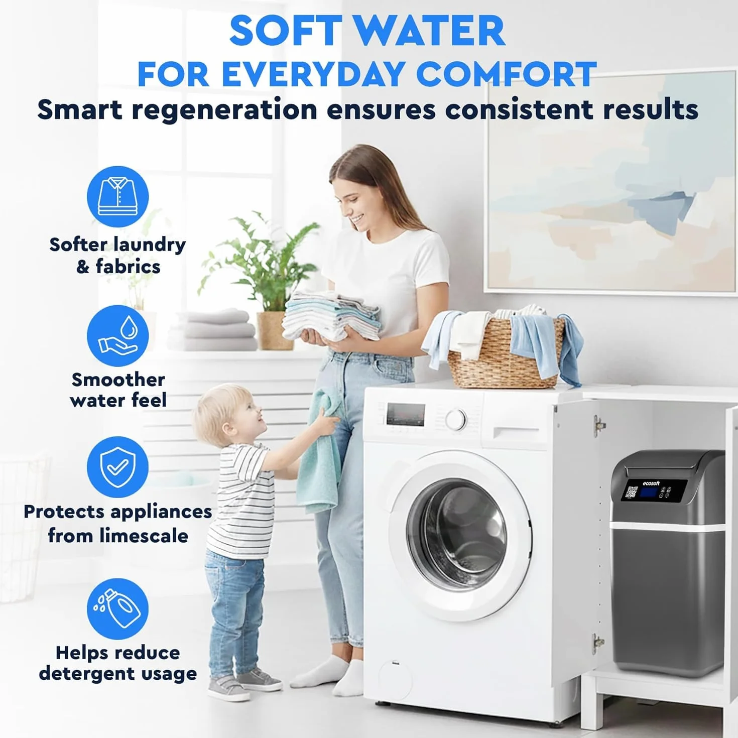 Ecosoft CUBE 100 kompaktowy kabinowy zmiękczacz wody do mieszkań z zaworem Smart