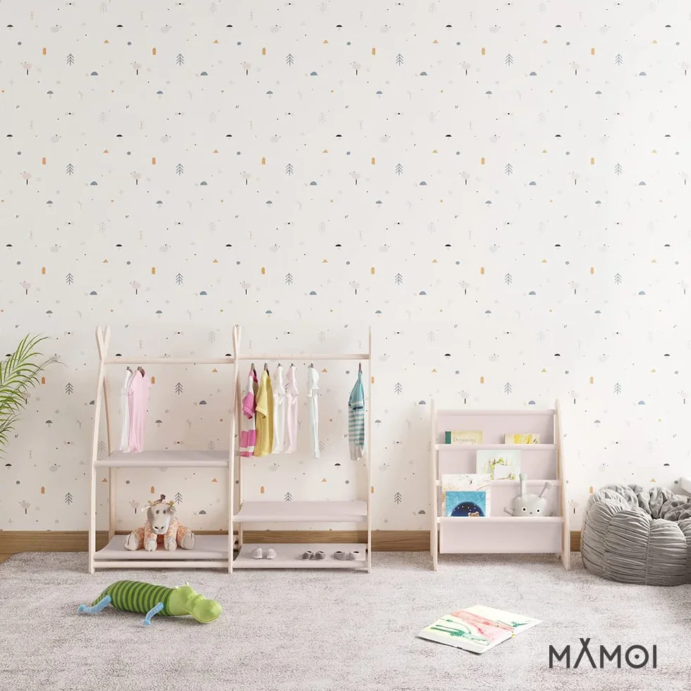 MAMOI® Regał na książki dla dzieci, skrzynka na książki do pokoju dziecięcego, regał na książki, drewniana ławka na książki, meble dziecięce, montessori