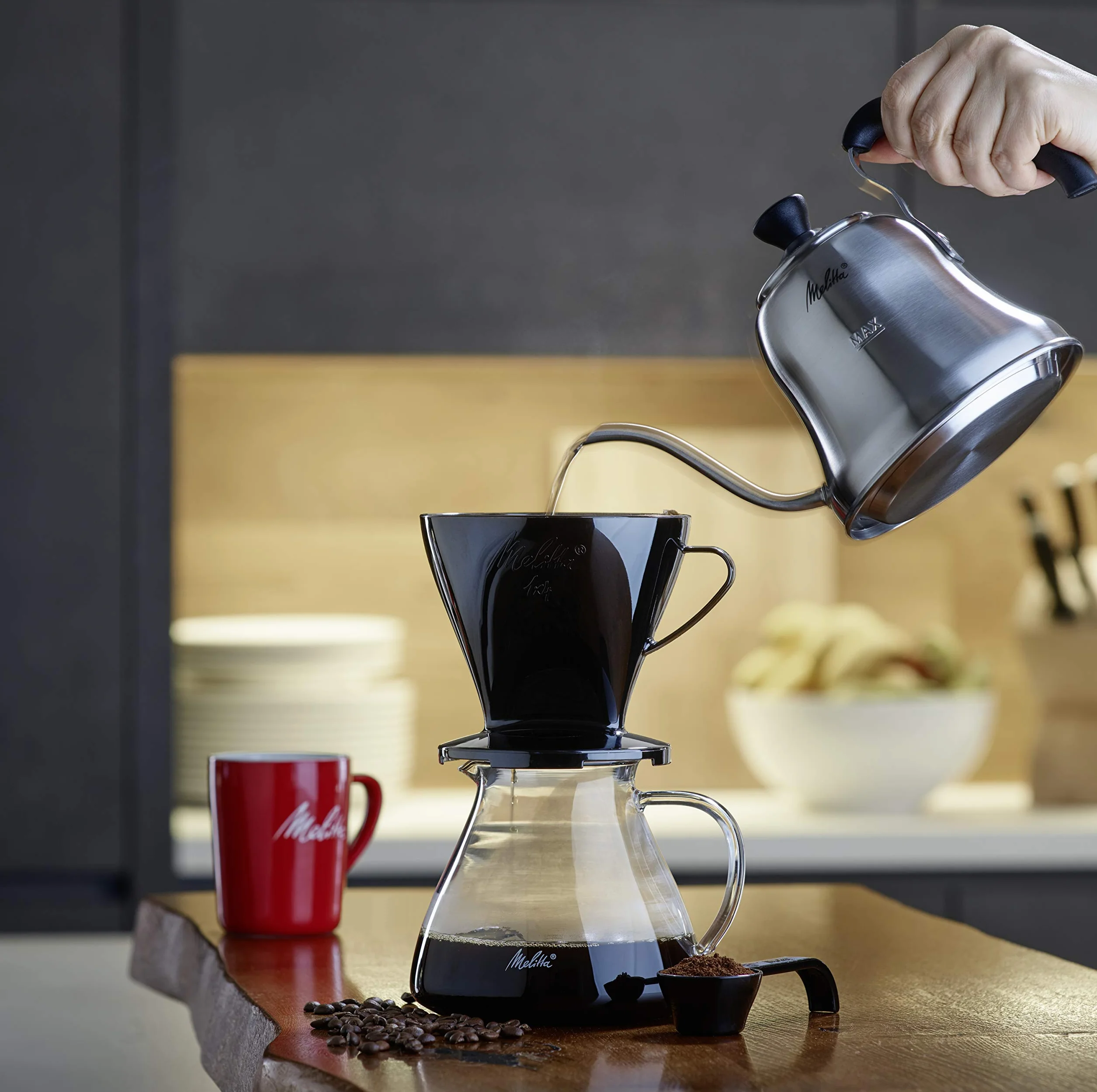 Melitta Uchwyt do kawy na torebki filtracyjne, filtr do kawy 1x4 standard, tworzywo sztuczne, czarny, 217564