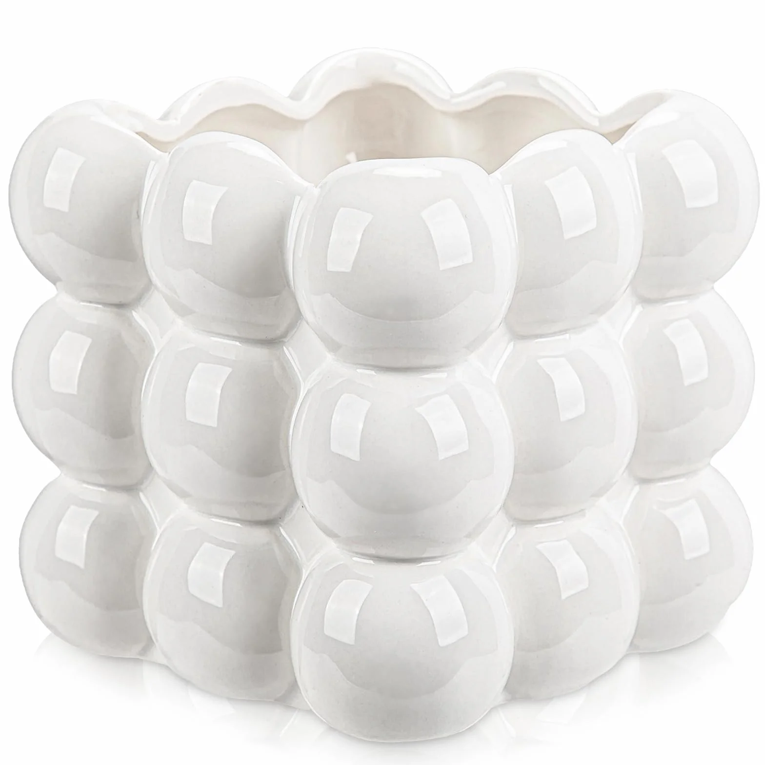 13 cm wazon kwiatkowy biały z ceramiką, wazon z bąbelkami, wazon do roślin, wazon do roślin, wazon do kwiatów, wazon kwadratowy z ceramiką, doniczka na rośliny, dekoracja stołowa, dekoracja