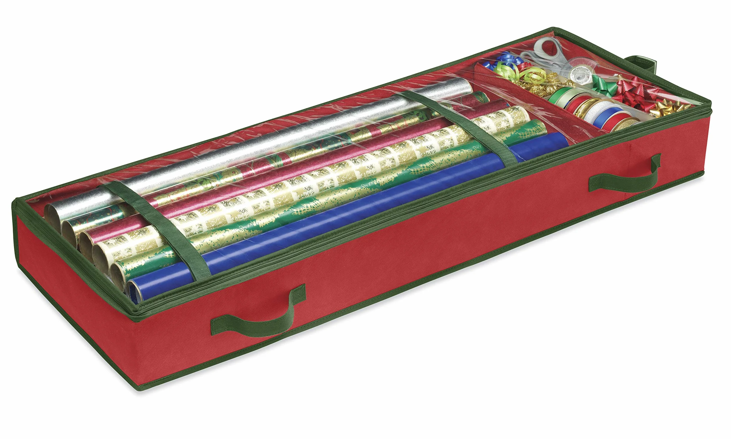 Whitmor Organizer do pakowania prezentów, bawełna powlekana akrylem, czerwony, 100 cm x 38 cm x 12 cm