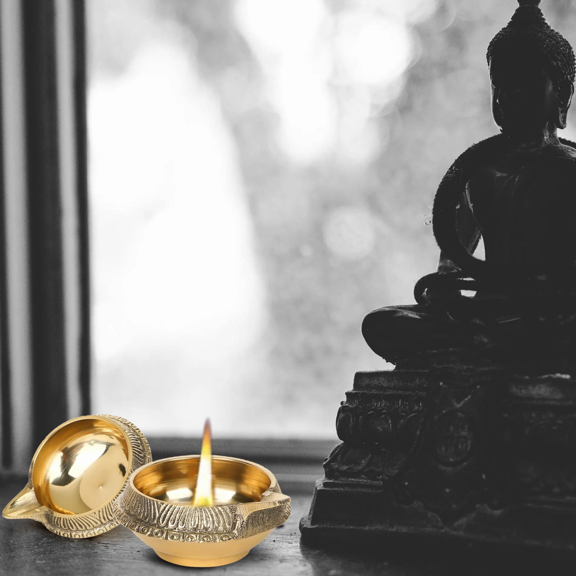Zap Impex Tradycyjna Mosiężna Lampa Olejowa - Deep Diya Indyjska, Diwali Puja, Kuber Diya (2)