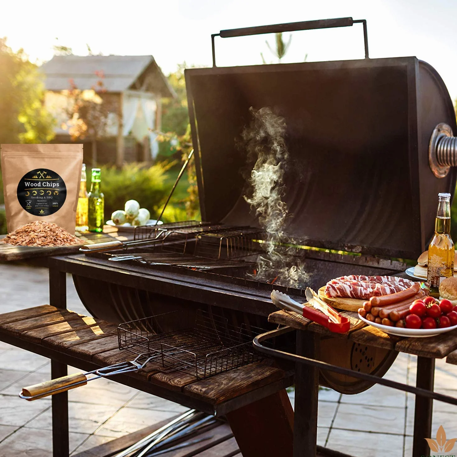 Czereśnia - 1 KG Zrębki do wędzenia i grilla | 100% Naturalne Drewno z Polskich Lasów | Idealny do grillowania Landmann, Weber, Barbecook i innych | SZLACHETNY I MIĘKKI DYM | XL