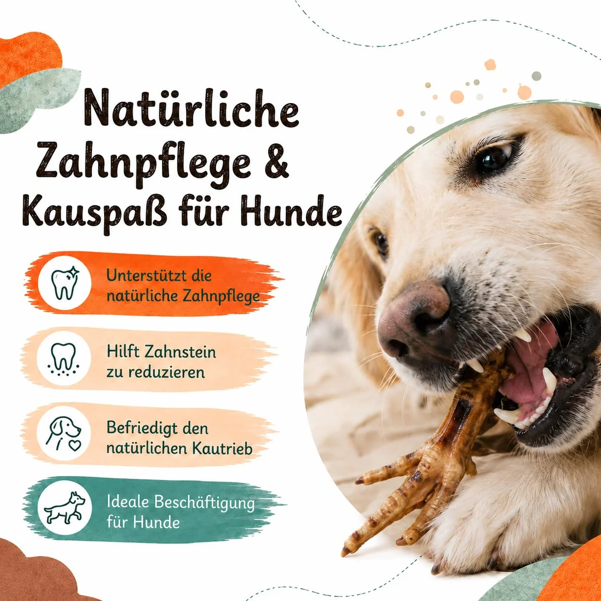 Naturalne Gryzaki dla Psów – Kurze Łapy 50 Sztuk (ok. 1 kg)