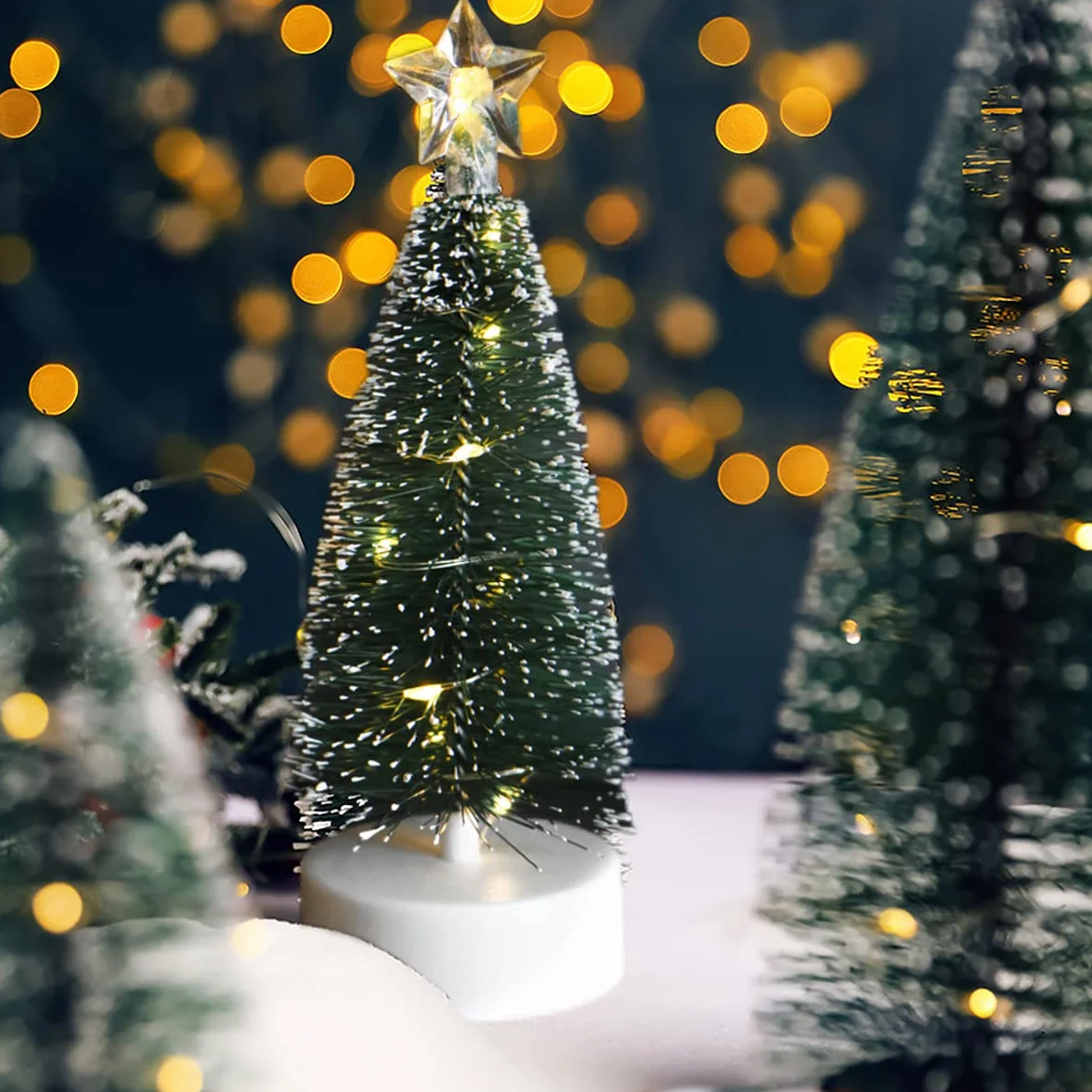 3 sztuki mini choinka na stół z lampkami, sztuczna mini choinka świąteczna z oświetleniem LED, dekoracja świąteczna na przyjęcie, miniaturowe ozdoby stołowe, dekoracja do domu i biura, mini choinka na