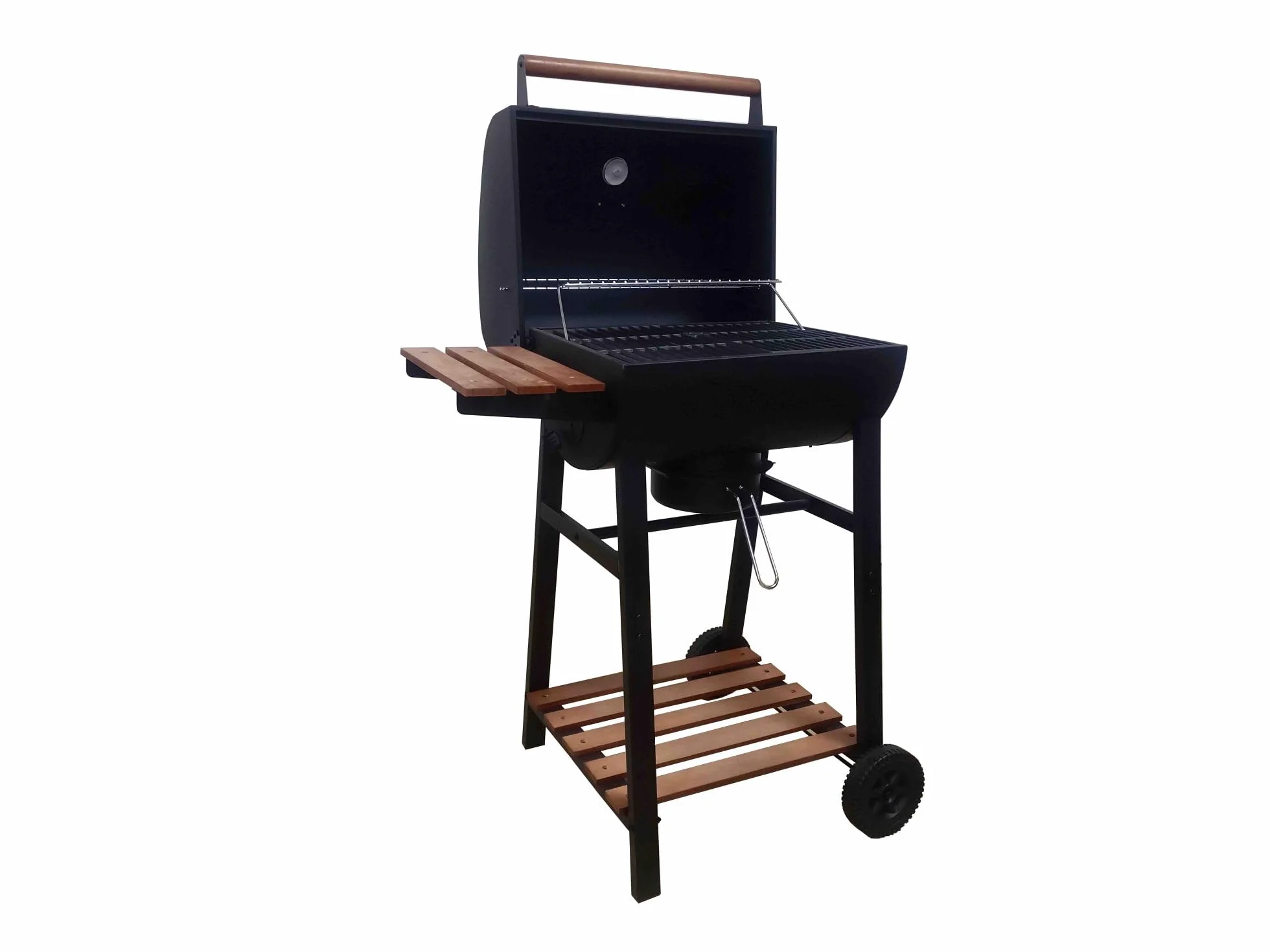 GRILL WĘGLOWY DEKRAFT BECZKA Z RUSZTEM ŻELIWNYM, DREWNO,KOMIN