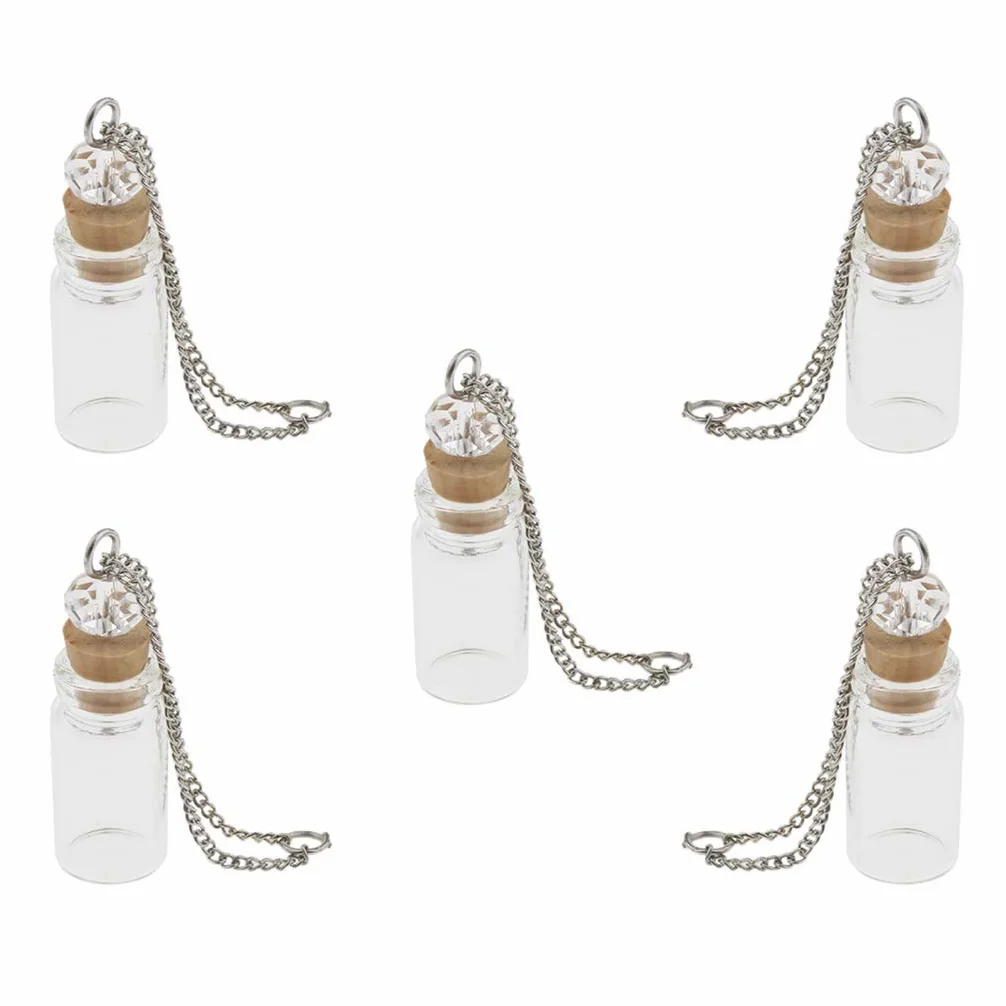 Mini szklana butelka z korkiem naszyjnik wisiorek fiolka DIY dekoracja 1 ml przezroczysta