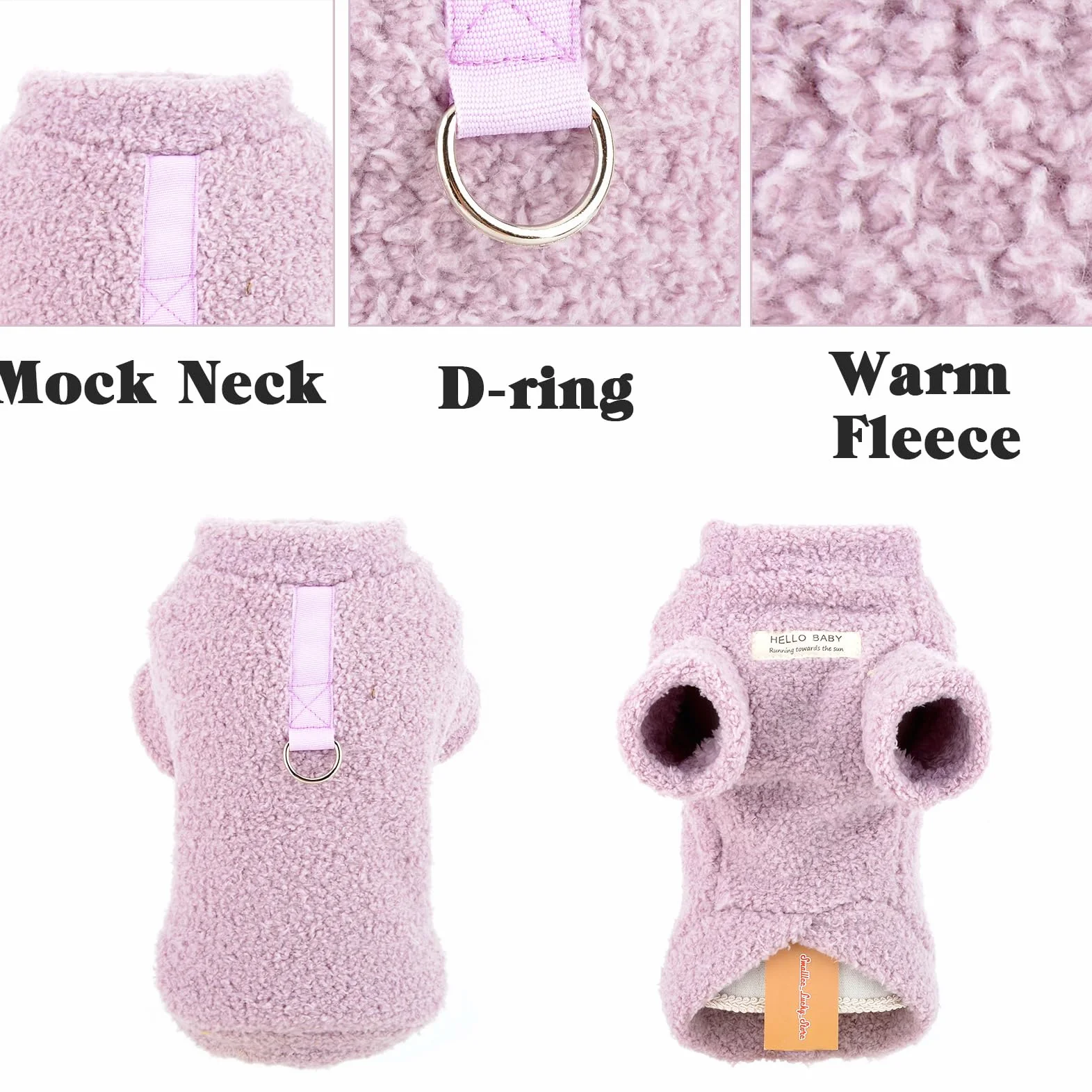 SMALLLEE_LUCKY_STORE Sweter polarowy dla małych psów, solidna bluza dla zwierząt domowych z naszywką z literą i D-ringiem, stroje dla szczeniaków Yorkie chihuahua ciepłe ubrania zimowa jesienna