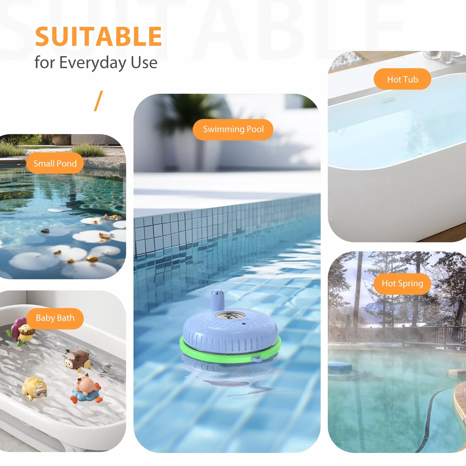 Inkbird IBS-P02B Termometr do basenu, akwarium, stawów rybnych, jacuzzi, jacuzzi, spa, kąpieli