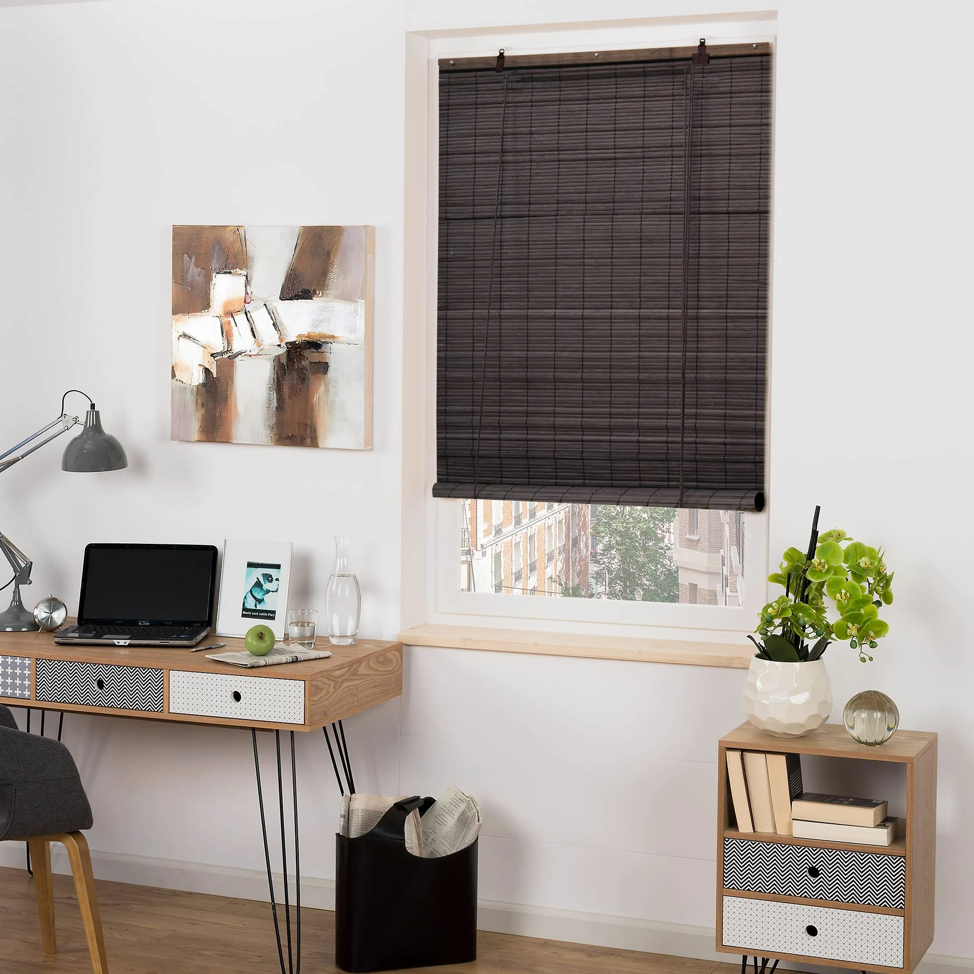 Sol Royal Rolety Bambusowe SolDecor B86 Bez Wiercenia Brązowe Rolety Rzymskie + Zaciski 140x160 Żaluzje na Okno