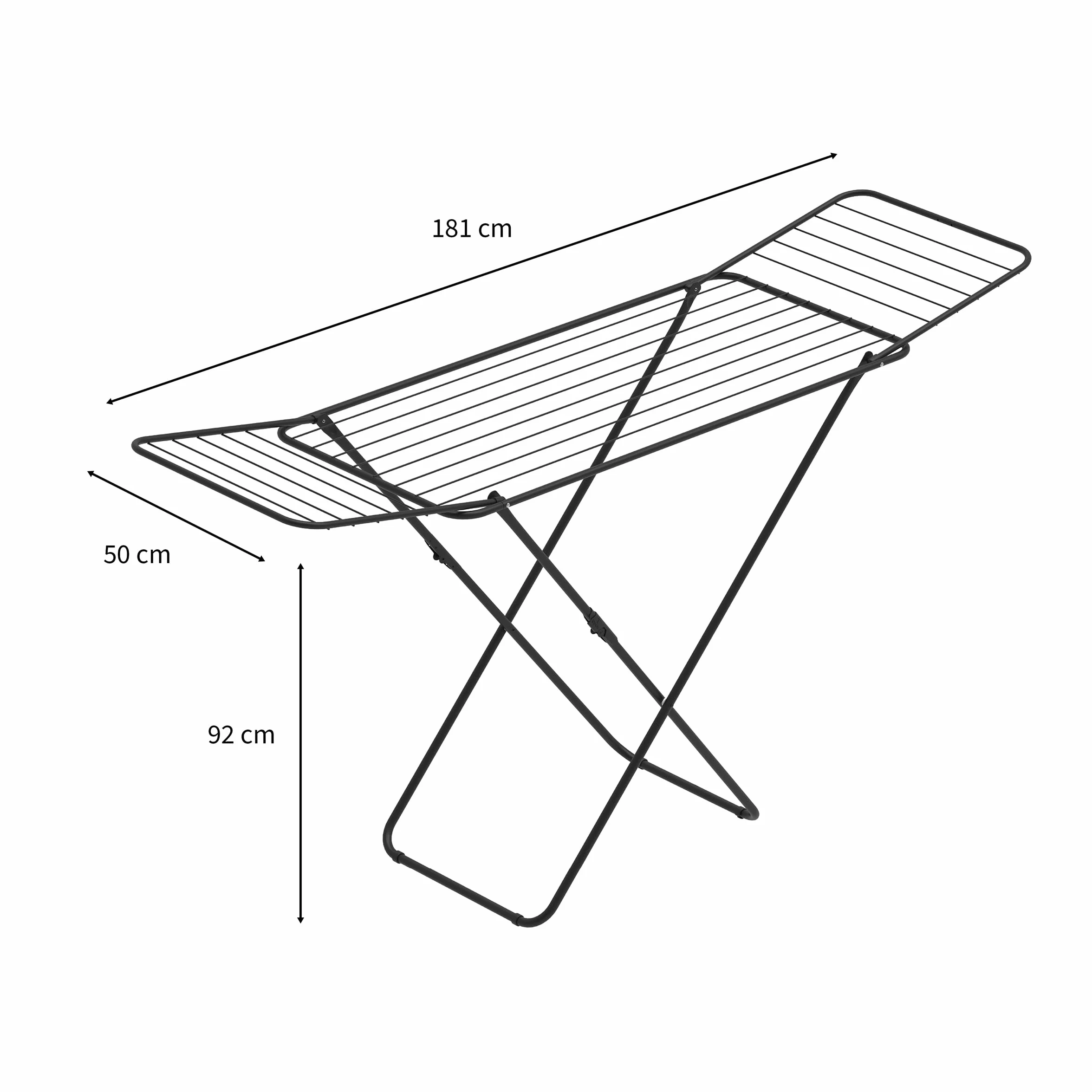 Rörets Suszarka Tony – Zamykane skrzydła – Zamek bezpieczeństwa – 50 x 181 x 92 cm – Powierzchnia suszenia 18 m – Design i jakość od najmocniejszej szwedzkiej marki suszarek (Czarny)