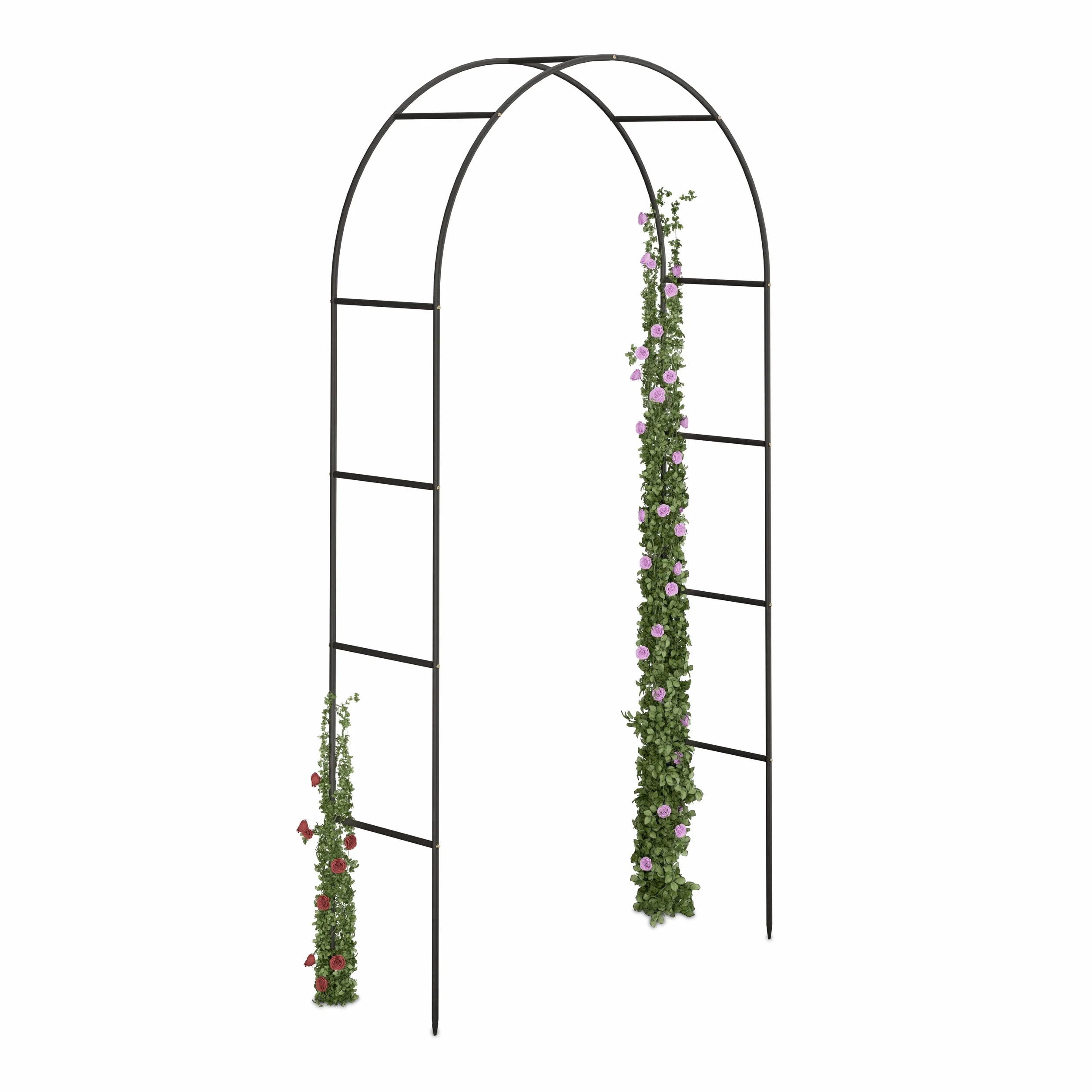 Relaxdays metalowa pergola, ogrodowa podpora do kwiatów, stal malowana proszkowo, łuk na róże, odporna na deszcz, czarna