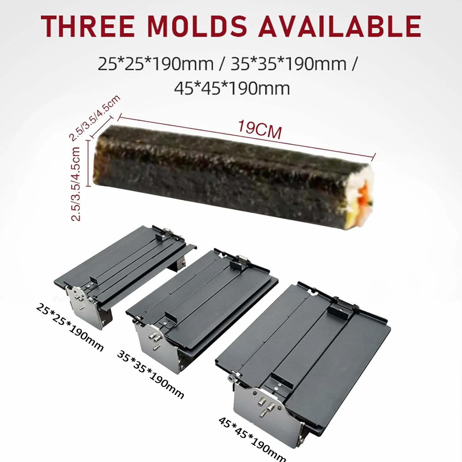 Ręczny zestaw rolek do sushi, zestaw do robienia sushi ze stali nierdzewnej do samodzielnego wykonania rolek sushi w domowych kuchniach i stołówkach, 25 * 25 * 190 mm