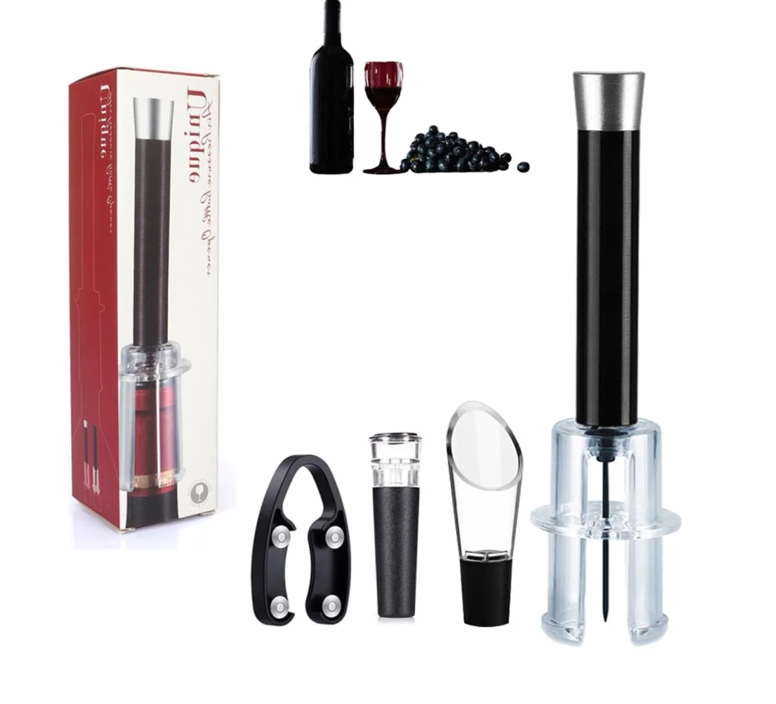Algal Bloom Wine Opener, 2024 Wino on the Go Wine Opening Set, Portable Bottle Opener Pump Needle, Wino on the Go Wine Opening Set, Wine Opening Set (Color : Aluminum head)