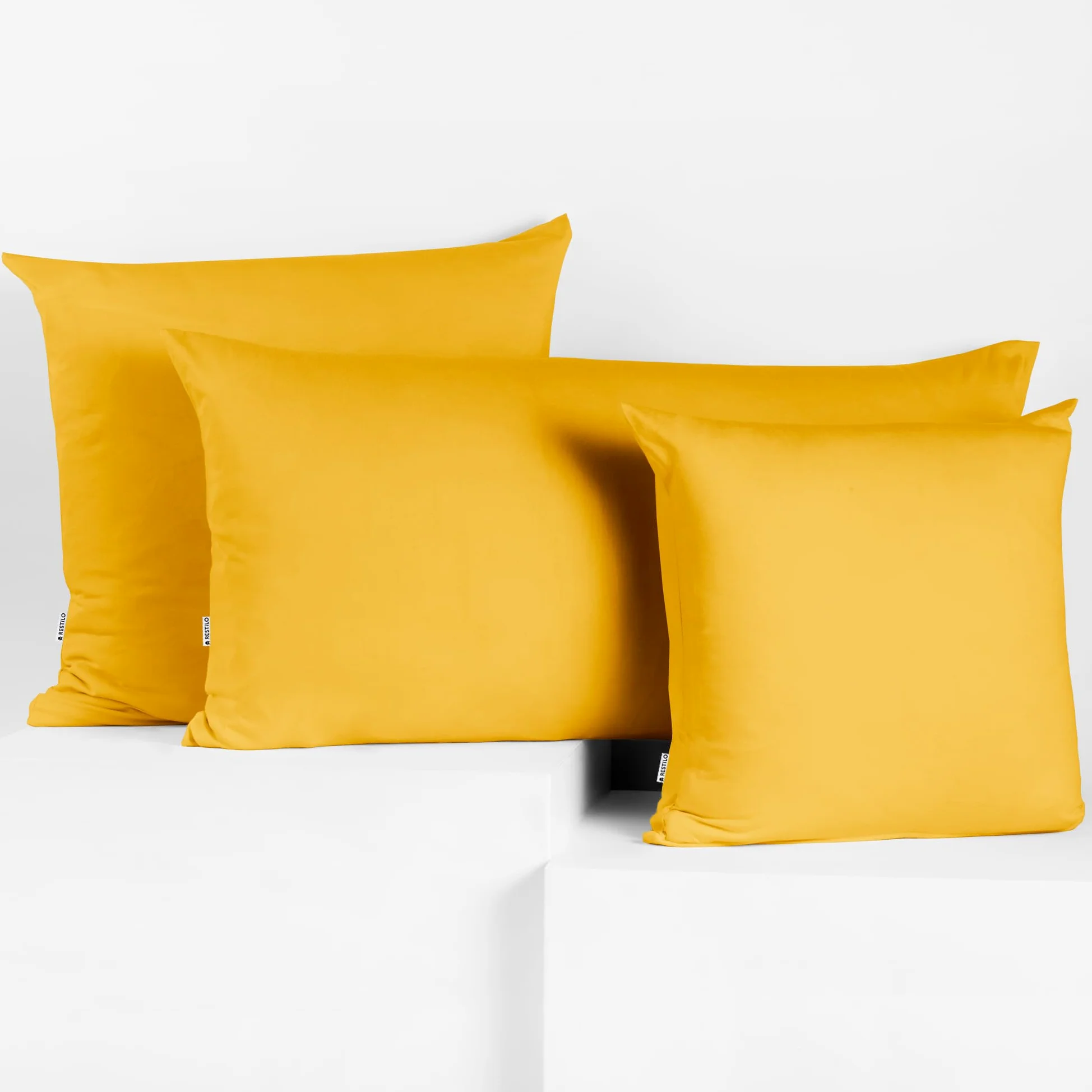 DecoKing Bursztynowe poszewki na poduszkę 40 x 80 cm, dżersej, 100% czesana bawełna, zamek błyskawiczny, żółte, 2 sztuki
