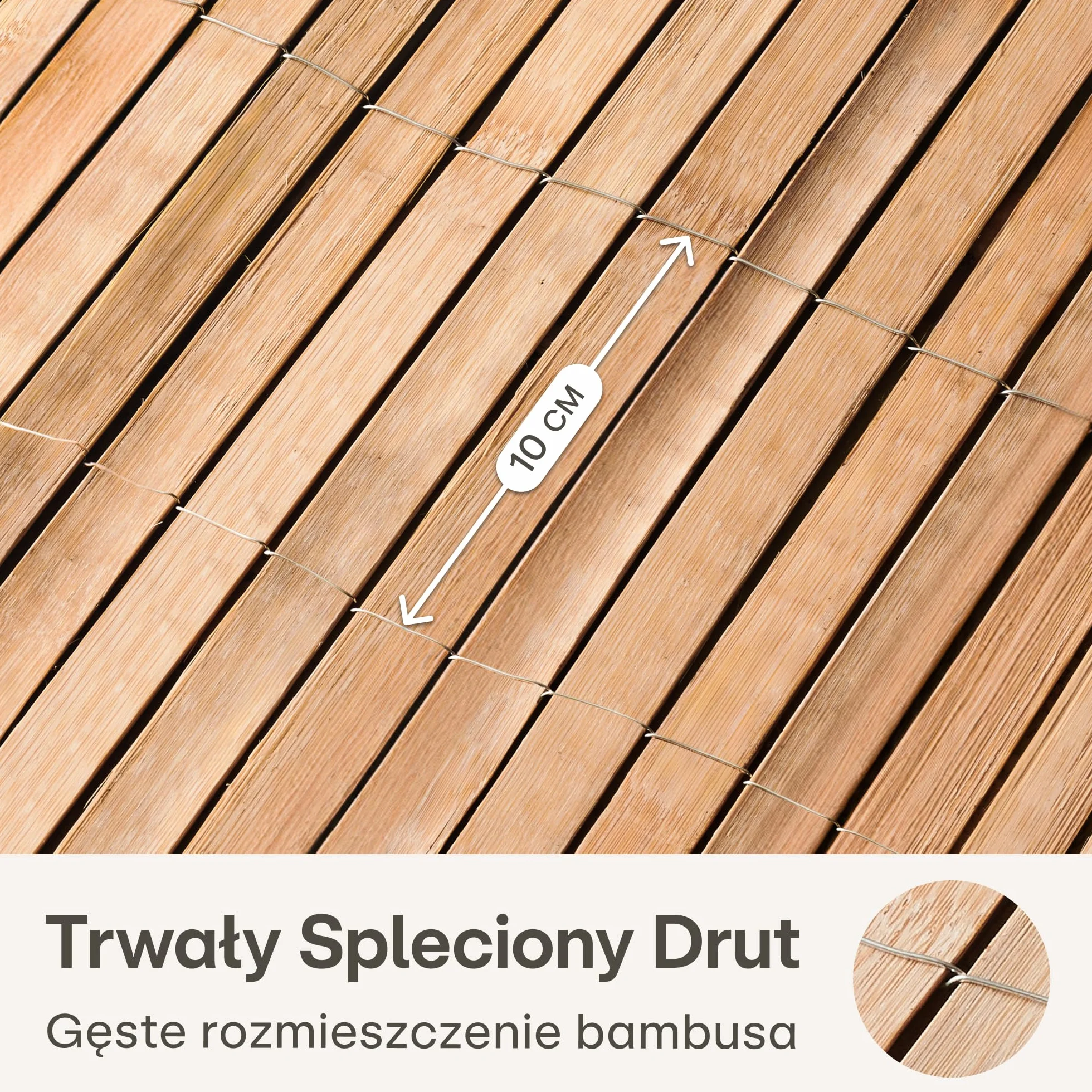 Osłona balkonowa z bambusa, certyfikat FSC®, naturalny bamus, wszechstronne zastosowanie wewnątrz i na zewnątrz, idealna na balkon i do ogrodu, 90 x 300 cm