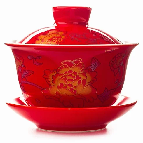 Ręcznie malowany czerwony smok Gaiwan zestaw do herbaty Teaware, kung Fu filiżanka ręcznie malowana miska do herbaty zestaw do herbaty GAI Wan miska porcelanowa filiżanka
