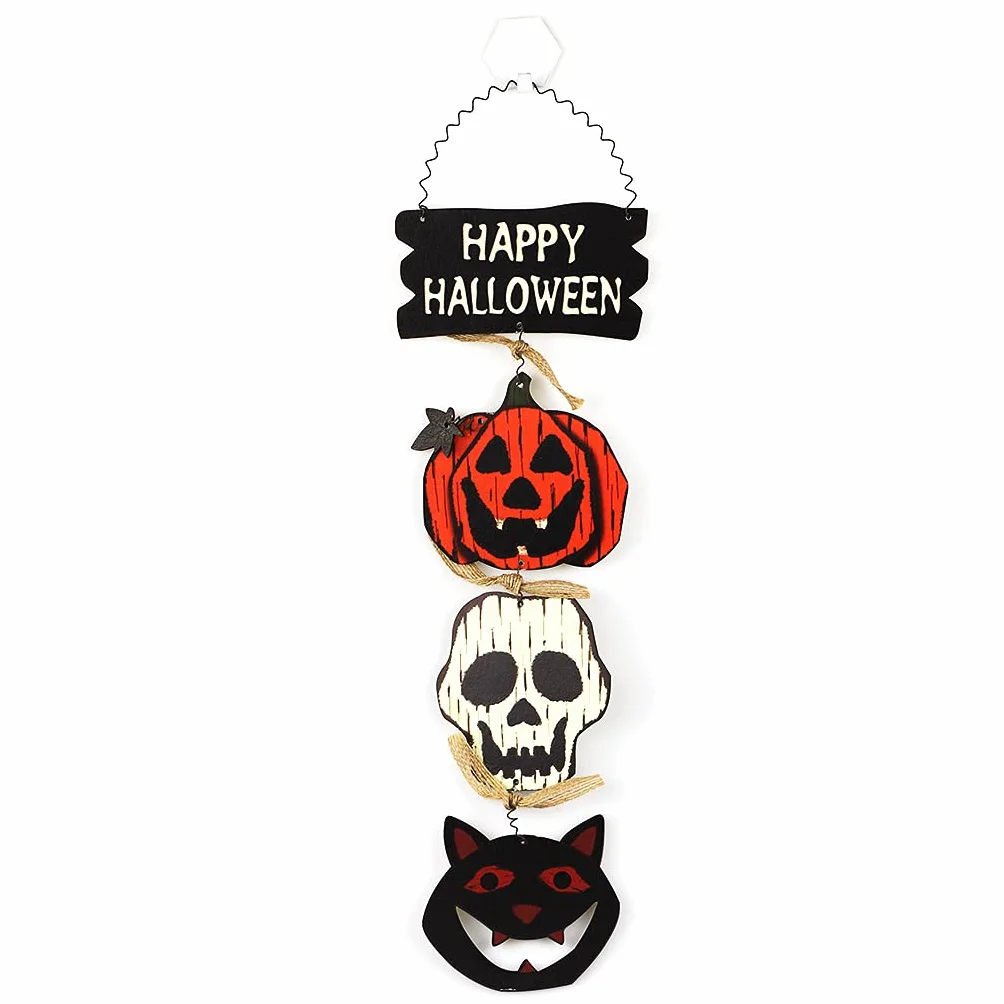 Alnicov Halloweenowy wiszący znak powitalny na drzwi, Happy Halloween drewniana tablica tablica znak dekoracja do domu biura szkoły na zewnątrz nawiedzony dom dekoracje na Halloween