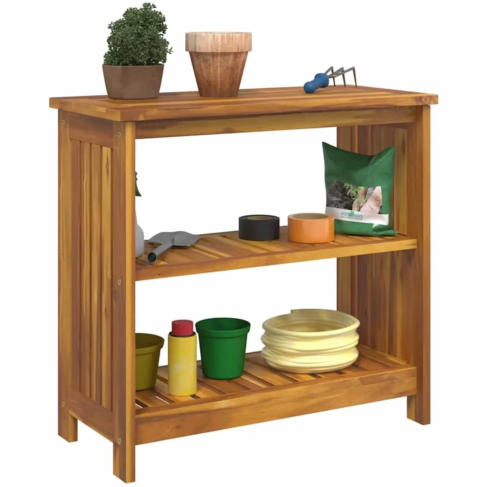 vidaXL Szafka ogrodowa Naturalny 75 x 35 x 70cm Lite Drewno Akacji, Nowoczesna szafka ogrodowa z akacji, przechowalnia narzędzi, solidne drewno, odporna na warunki pogodowe