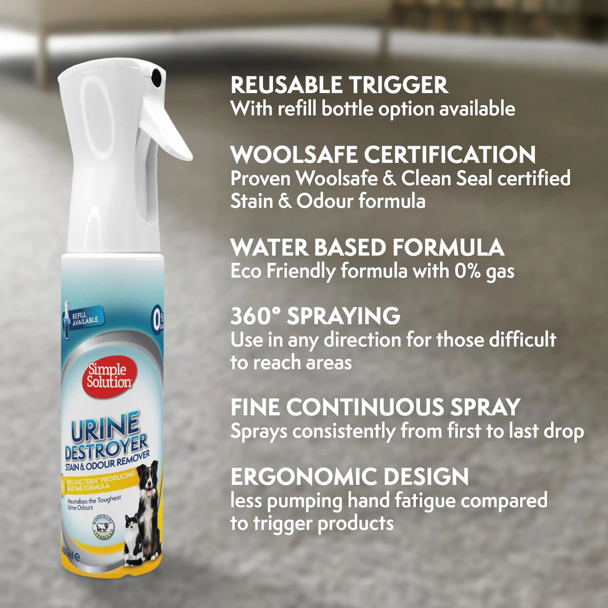 Simple Solution Cleaning Power Środek do Usuwania Plam i Zapachów Zwierząt Domowych, 400ml
