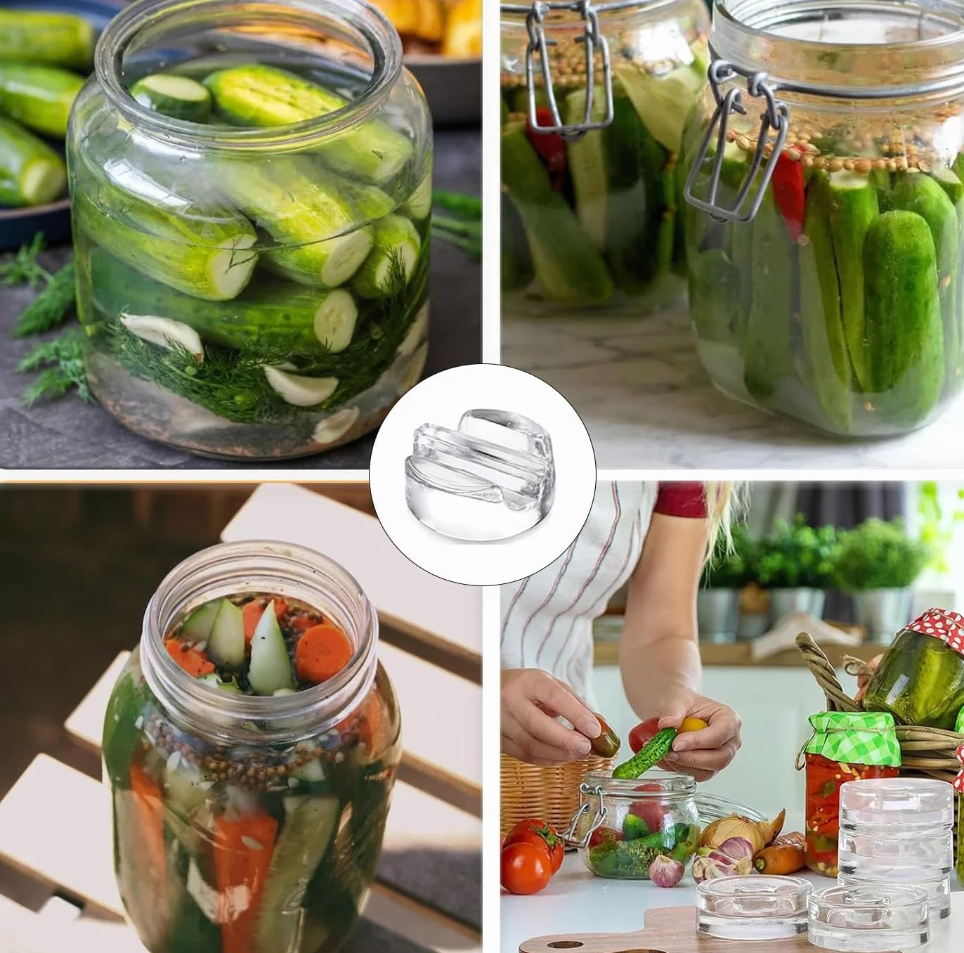 4 sztuki ciężarków fermentacyjnych, szklane ciężarki do fermentacji 7cm, ciężarki szklane, ciężarek do słoika na ogórki, do fermentacji z szerokim otworem, słoiki do konserwowania (długi uchwyt)