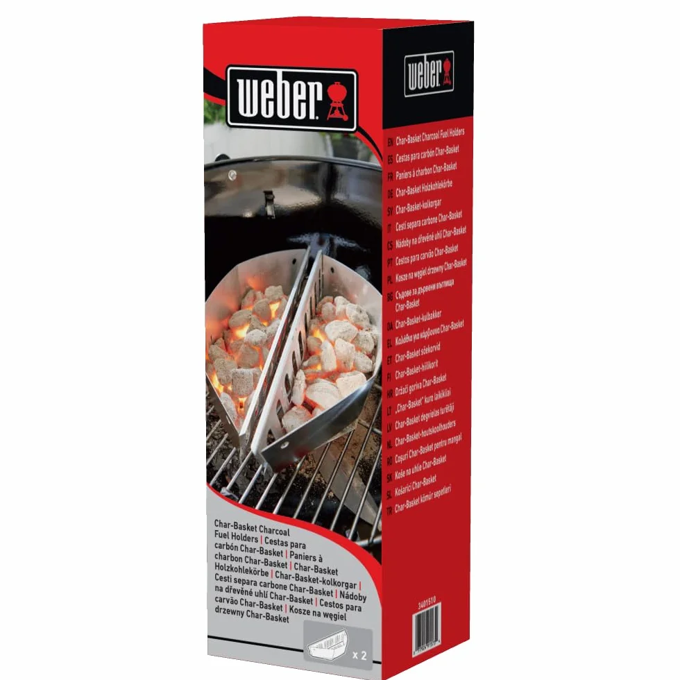 Weber Kosze na Węgiel do Wszystkich Grilli Węglowych Typu Kettle, Stabilne i Wytrzymałe, Umożliwiają Łatwe Grillowanie Bezpośrednie i Pośrednie, Srebrny (3401510)