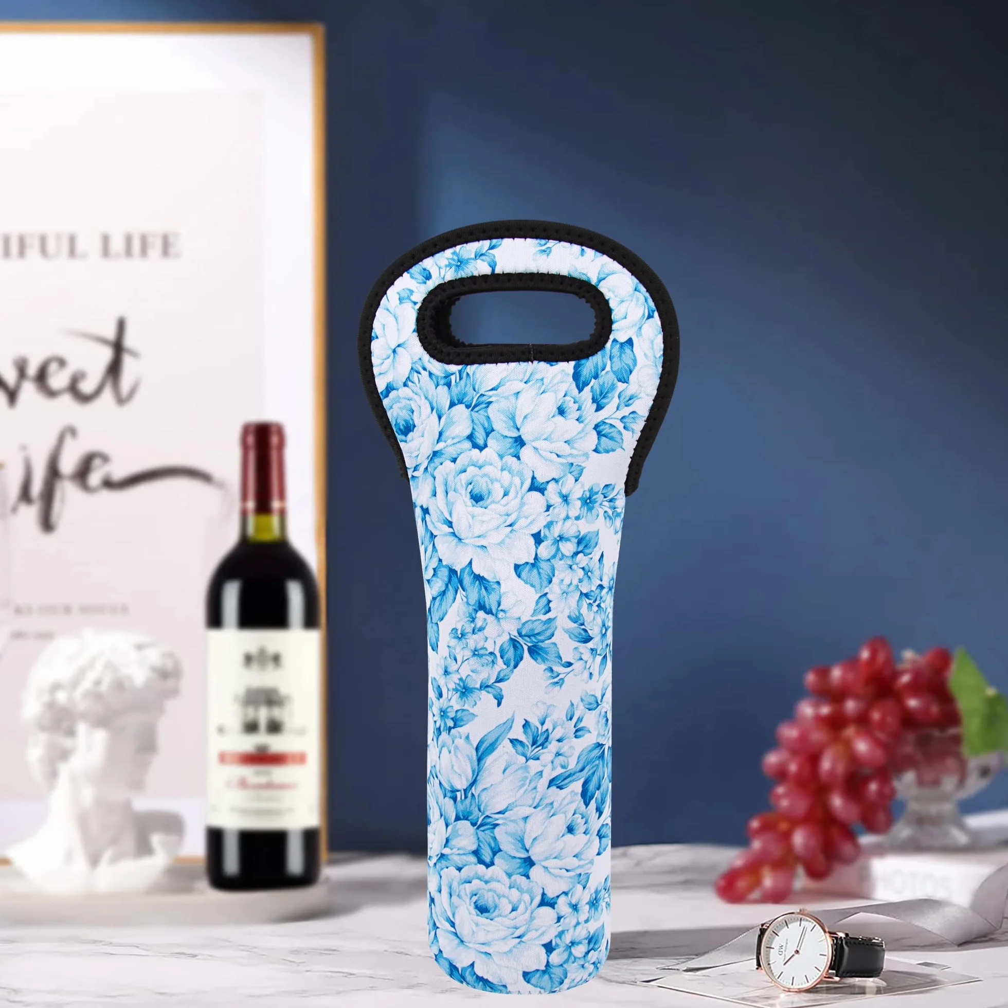 Torba na wino, torba na ramię, osłona na butelkę wina, izolowana neoprenowa torba ręczna, torby na wino na butelki wina, uchwyt na butelkę wina do podróży z bezpiecznym uchwytem do noszenia