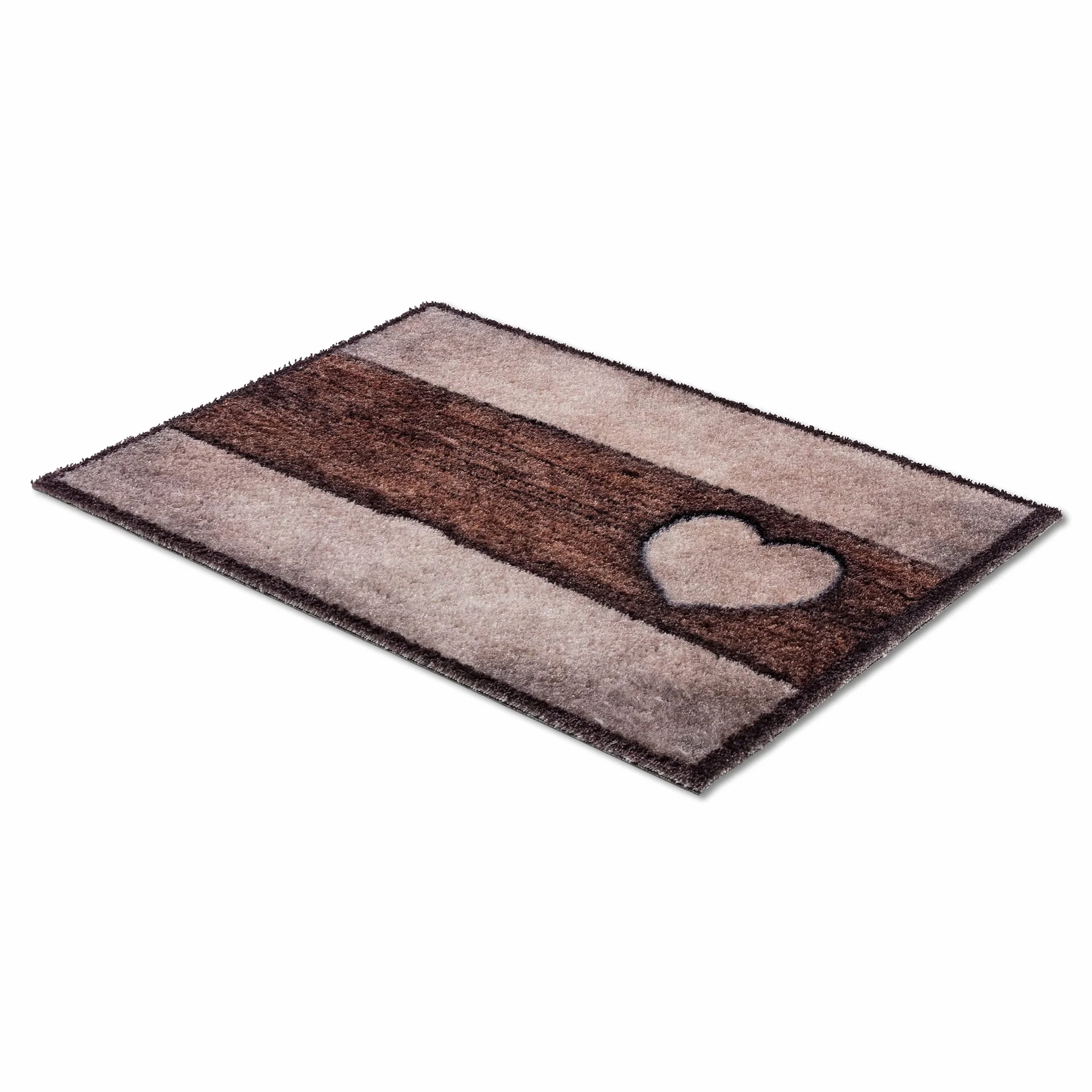 ASTRA Puszysta i miękka mata czyszcząca Pure & Soft – kolorowa wycieraczka do drzwi – wytrzymała wycieraczka – 50 x 70 cm (kolor: drewno, serce, piaskowo-brązowy)