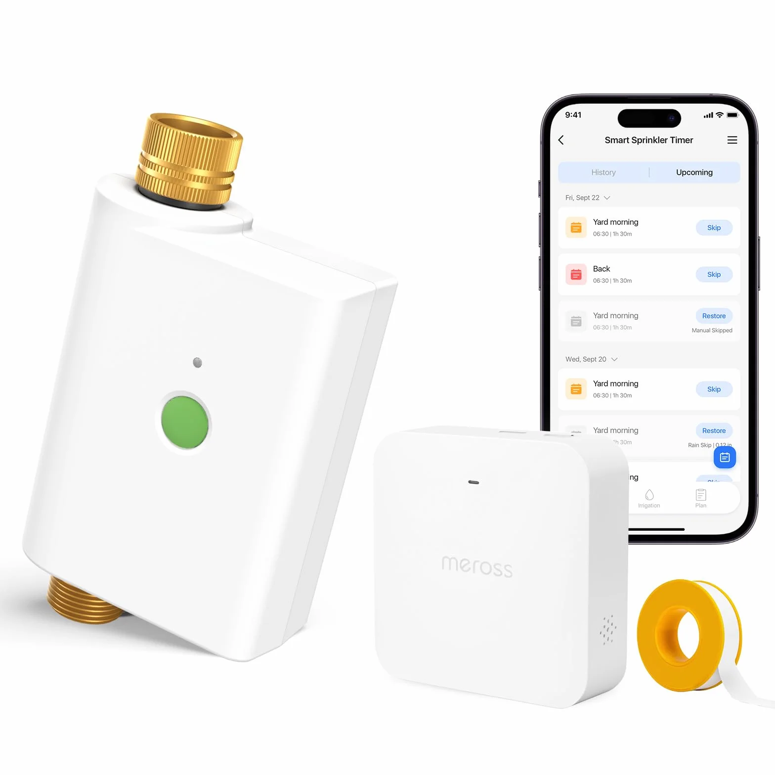 meross Inteligentny programator nawadniania z hubem WiFi, automatyczny timer nawadniania, kompatybilny z Apple Home, Alexa i Google Home, zdalne sterowanie i śledzenie zużycia wody