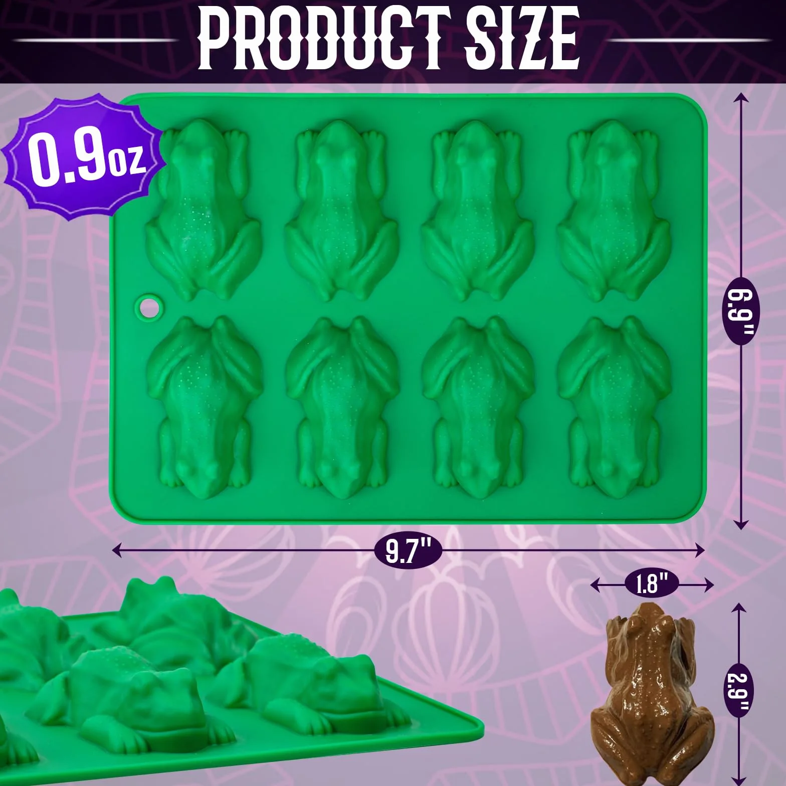 Webake Foremka do czekolady kształtem żaby z silikonu 2 sztuki, zestaw 8 foremek do pralinek, forma do czekolady Frog dla czekolady i słodyczy