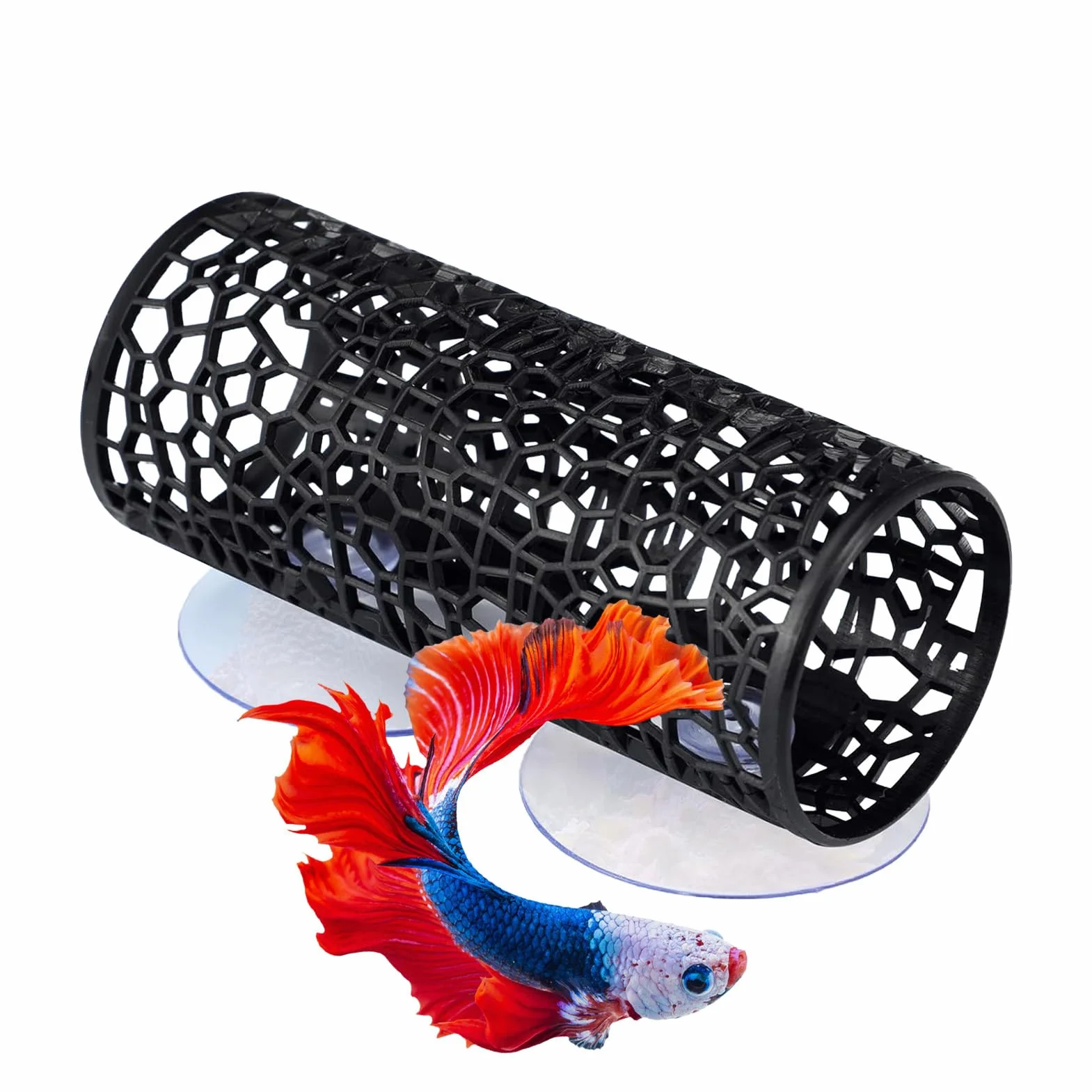 Fish Tank Tunnel Decor Betta Suction Tunnel Hollow Resting Shelter Aquatic Habitat Decoration for Cichlids Crayfish Betta Aquarium