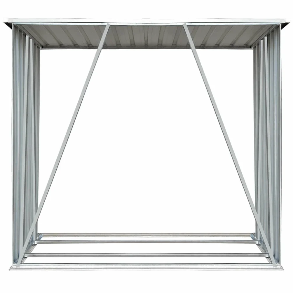 vidaXL Wiata na drewno, stal galwanizowana, 163 x 83 x 154 cm, szara