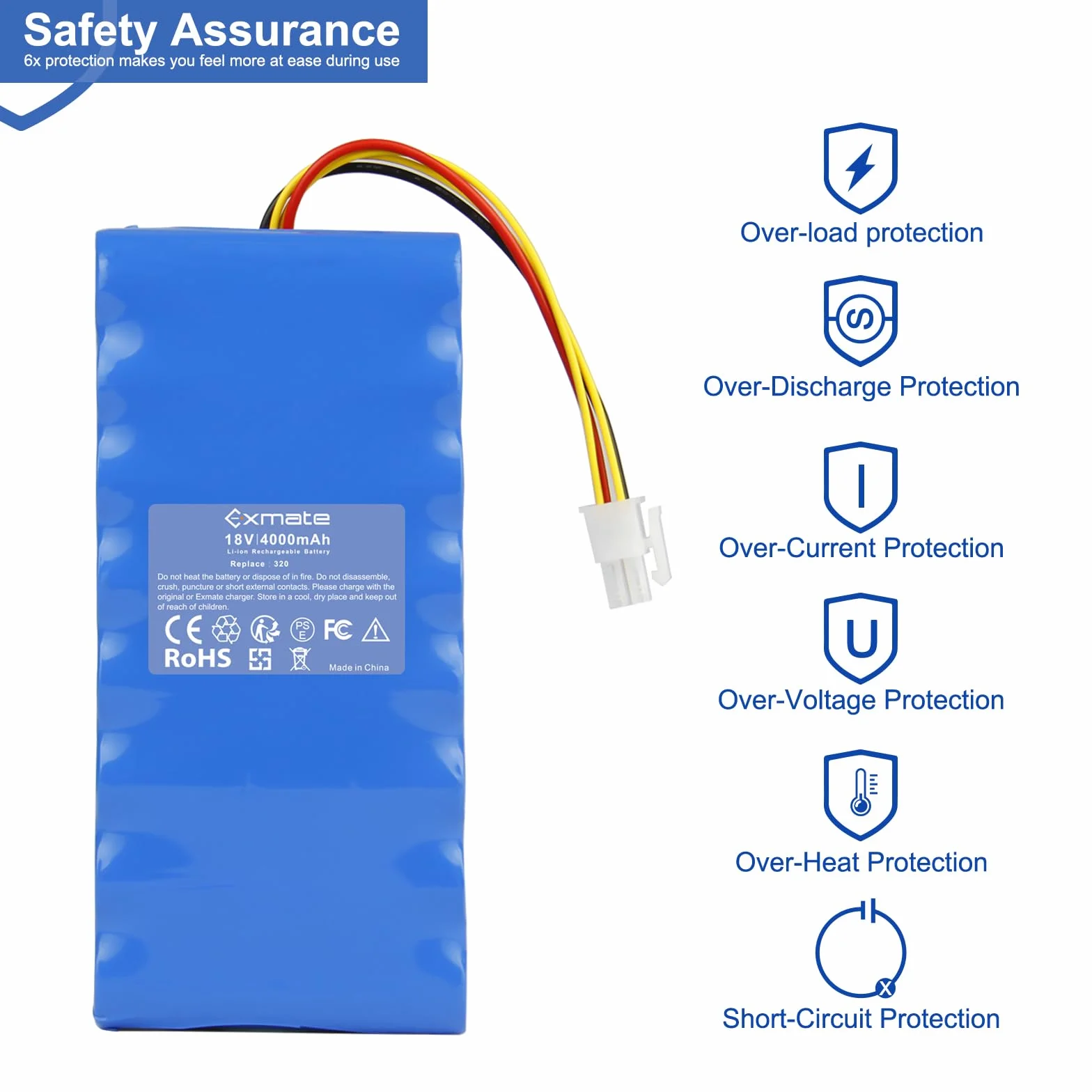 Exmate Akumulator zastępczy 18 V 4000 mAh do kosiarki Husqvarna Automower 320, 330X, 420, 430, 430X, 440, 450X, 520, 550