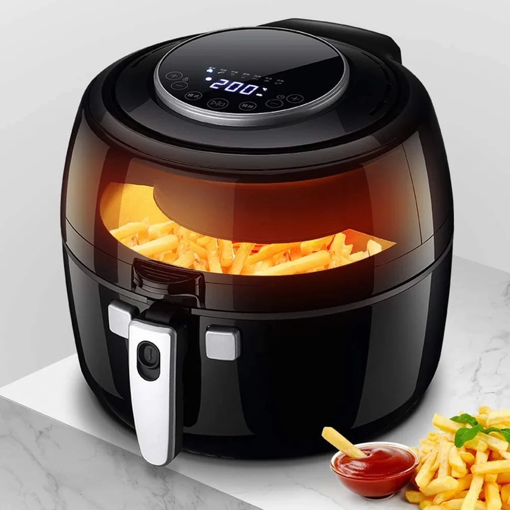 Frytkownica powietrzna, cyfrowa mini frytkownica powietrzna, beztłuszczowa, zdrowa frytkownica o pojemności rodzinnej, piekarnik/kuchenka do gotowania z niską zawartością tłuszczu, timer i w pełni