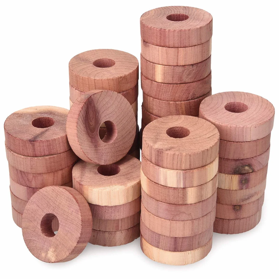 Navaris 45x ekologiczne pierścienie zabezpieczające przed molami z drewna cedrowego - ochrona przed molami do wieszaków w szafie pod szufladą łóżka - drewno zapachowe przeciw molom