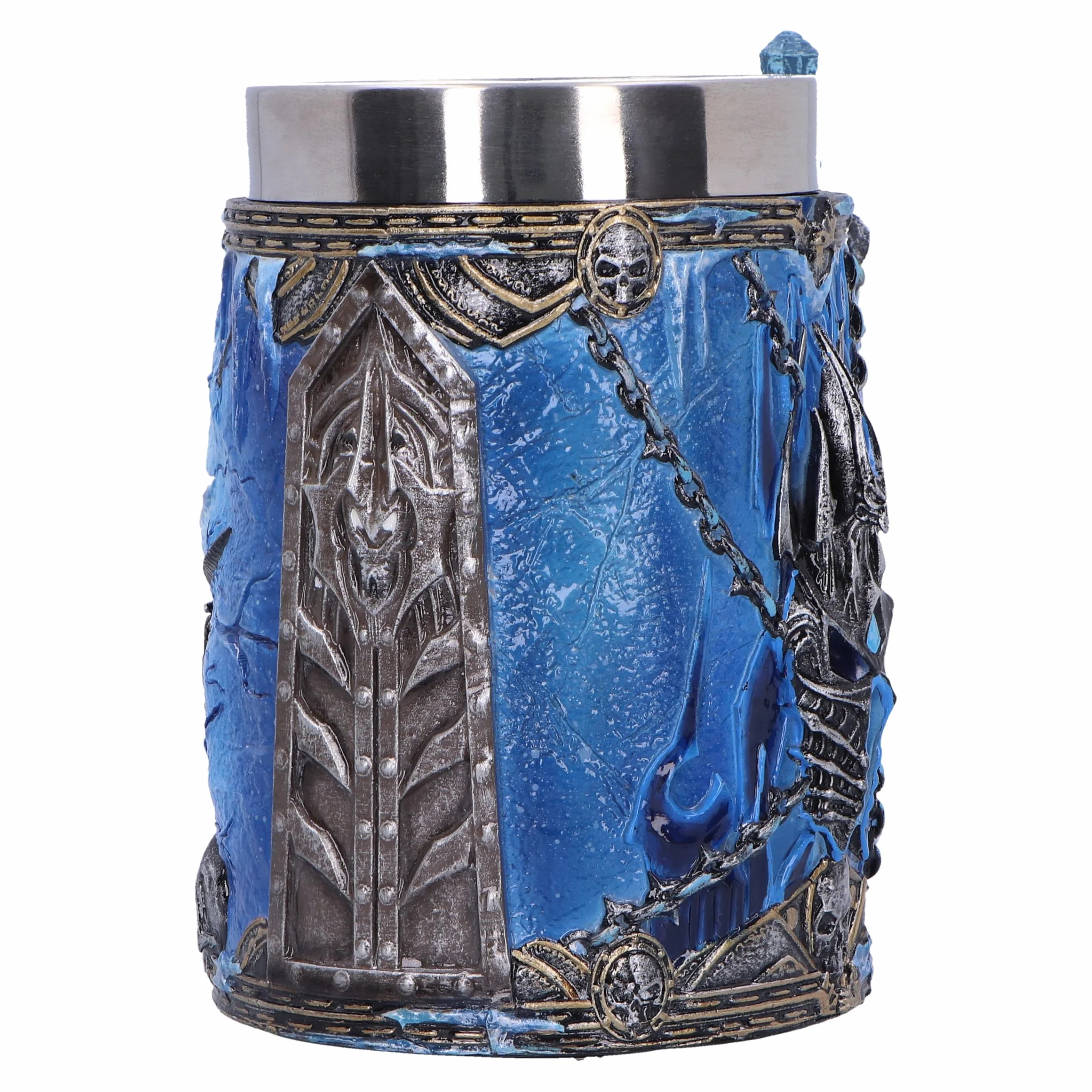 Nemesis Now World of Warcraft kufel The Lich King, żywica, niebieski, oficjalny kubek do piwa World of Warcraft, wyjmowana wkładka ze stali nierdzewnej, odlewana z najlepszej żywicy, fachowo ręcznie