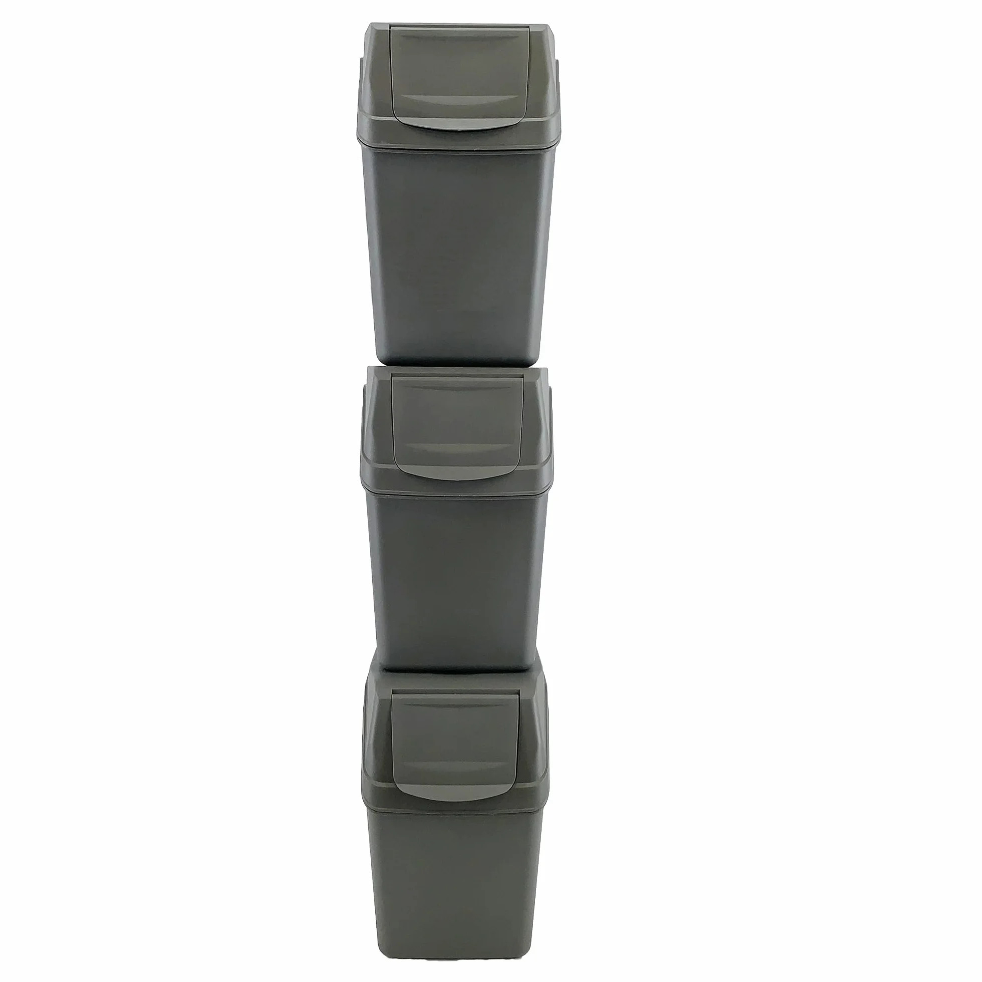 Prosperplast Zestaw 3 pojemników na recykling o pojemności 60 litrów przegródek w kolorze szarym 39x23x33 cm