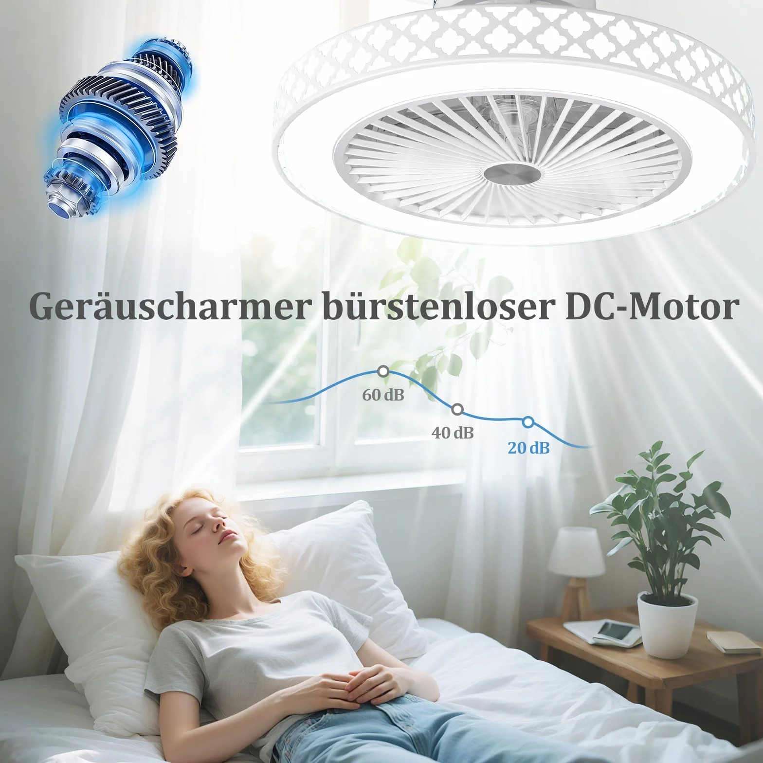 COSTWAY średnica 48 cm wentylator sufitowy z oświetleniem, odwracalny wentylator, LED lampa sufitowa 3000-6500K przyciemniana, 6 prędkości wiatraku & 4H Timer, odwracalny wentylator z pilotem zdalnego