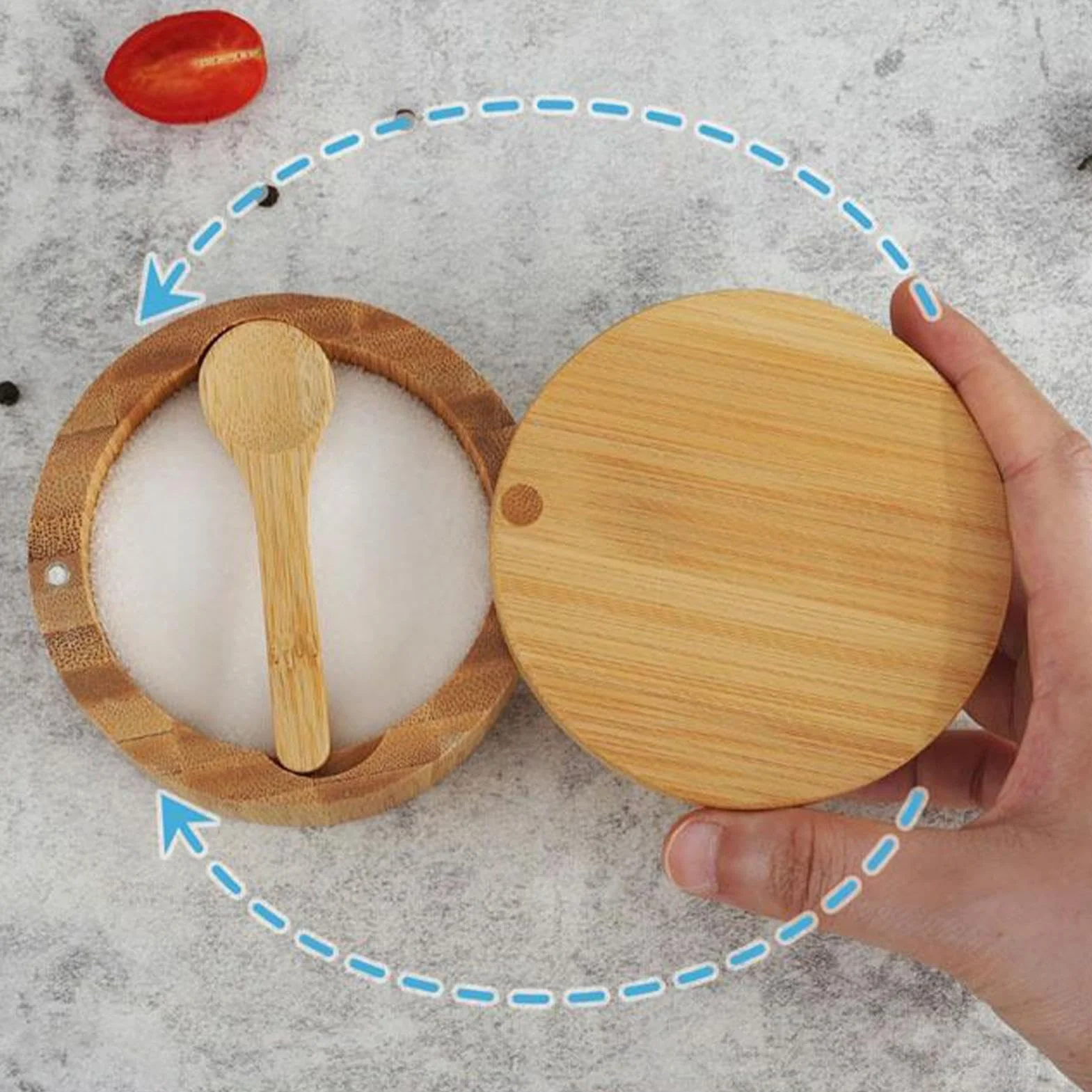 Wood Salt Cellar Bowl Box, Magnetic Lid Seasoning Holder, Lightweight Wooden Seasoning Containers, Perfect for Kitchen Countertops, Pantry Storage & Organizing