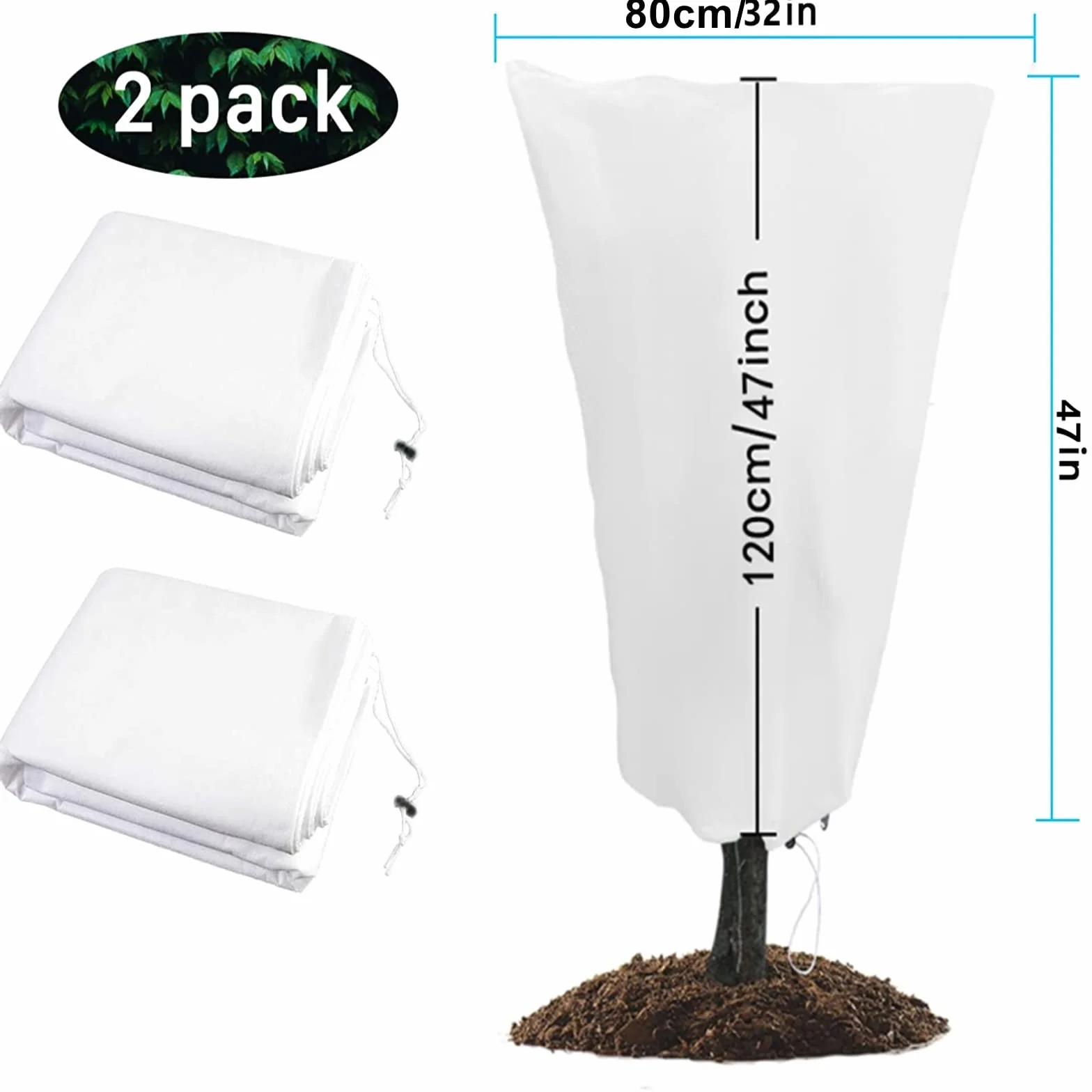 Ochrona roślin zimowych, 2 szt. 80 x 120 cm Ochrona przed mrozem pokrowce na rośliny ogrodowa polarowa z zamkiem błyskawicznym + sznurek 60 g/m² zimowa ciepła roślina polarowa kurtka